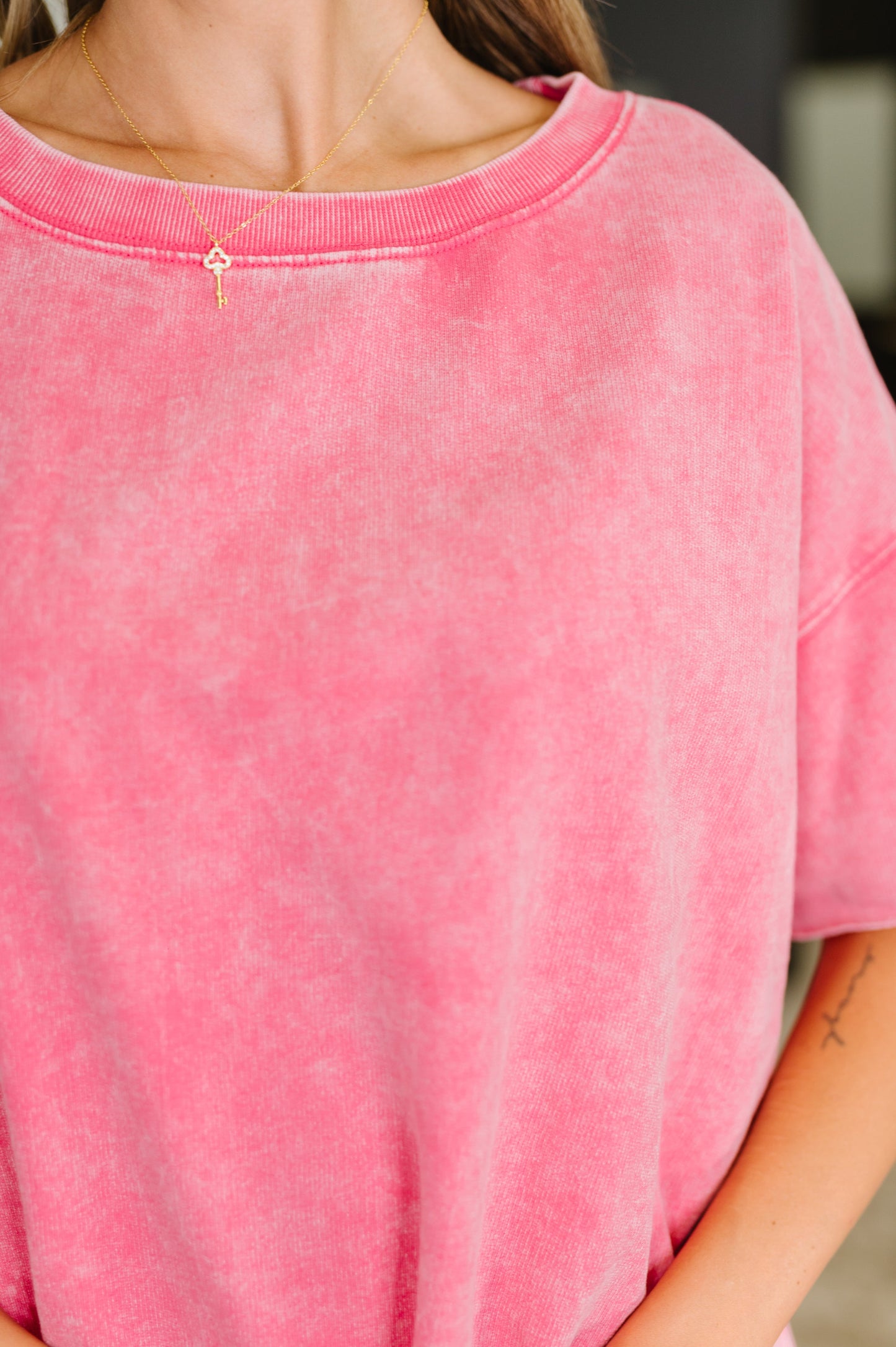 Fuchsia oversized French Terry shirt by Zenana
