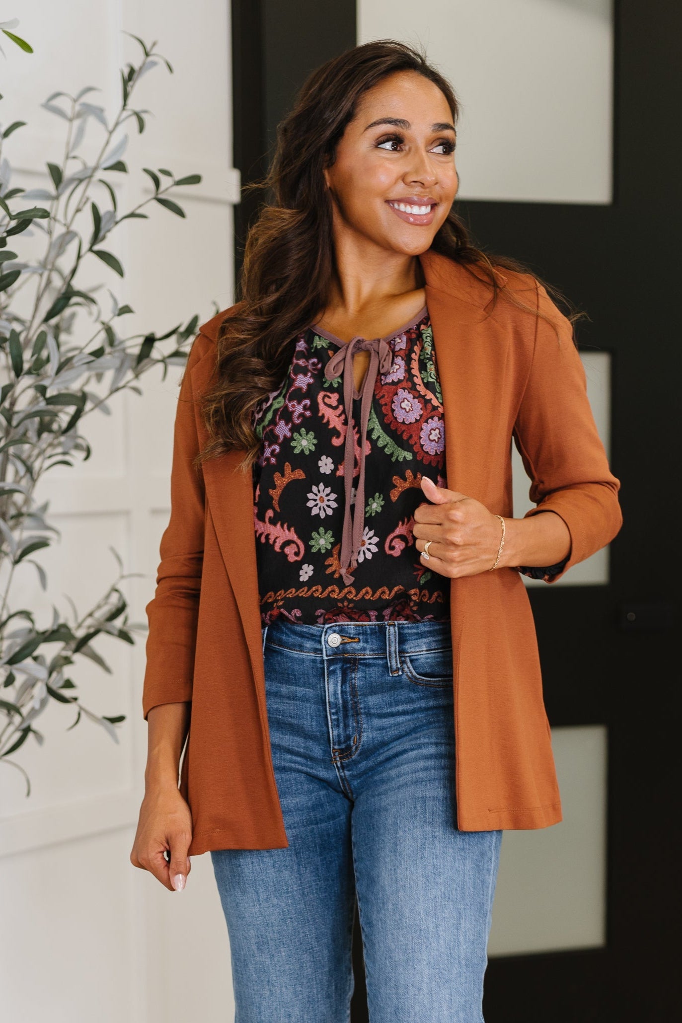 Magic 3/4 Sleeve Blazer in Rust by Dear Scarlett