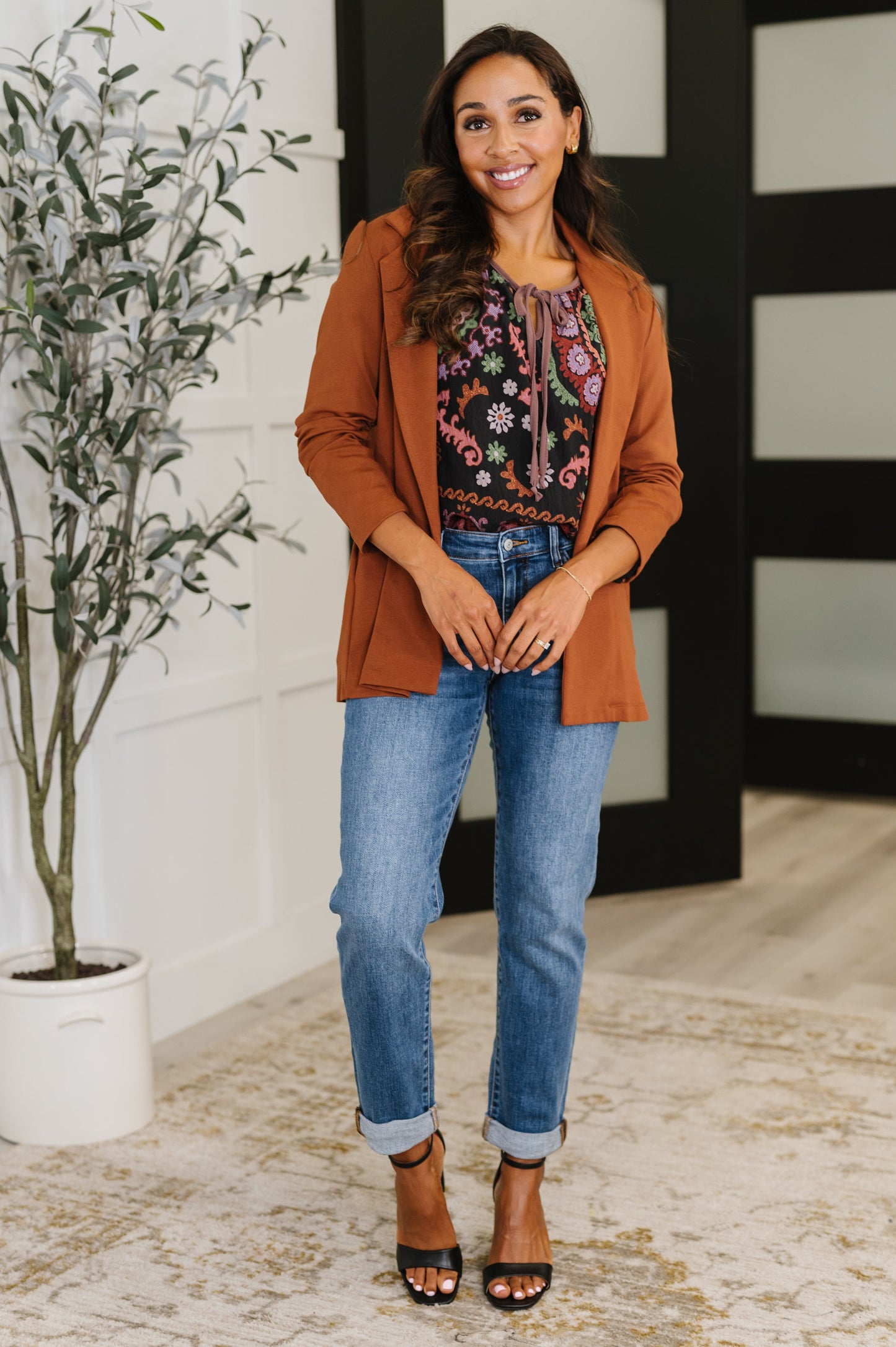 Magic 3/4 Sleeve Blazer in Rust by Dear Scarlett