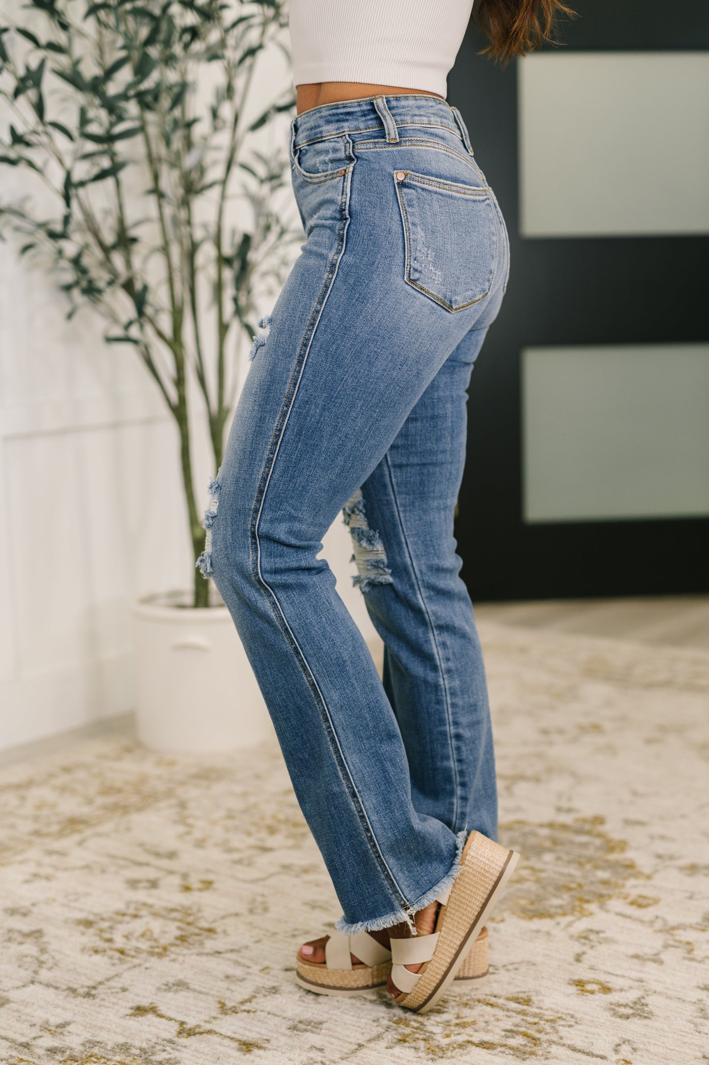High Rise distressed bootcut jeans by Judy Blue