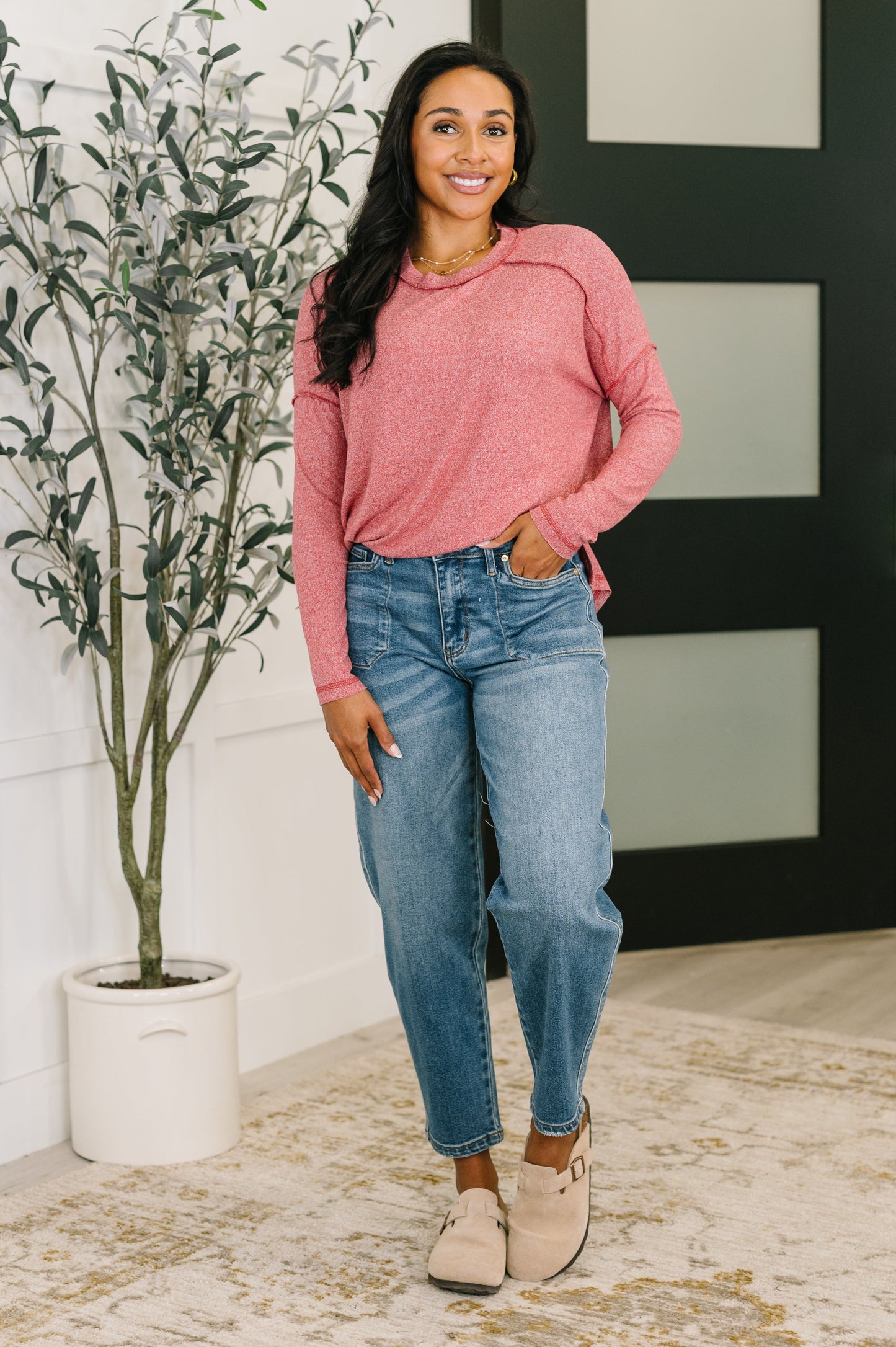 Long sleeve Brushed French Terry top by Zenana in Dark Red
High Stretch
Banded, Round Neckline
Drop Shoulder
Stepped Hem
Exposed Seam
95% Polyester, 5% Spandex
True to Size