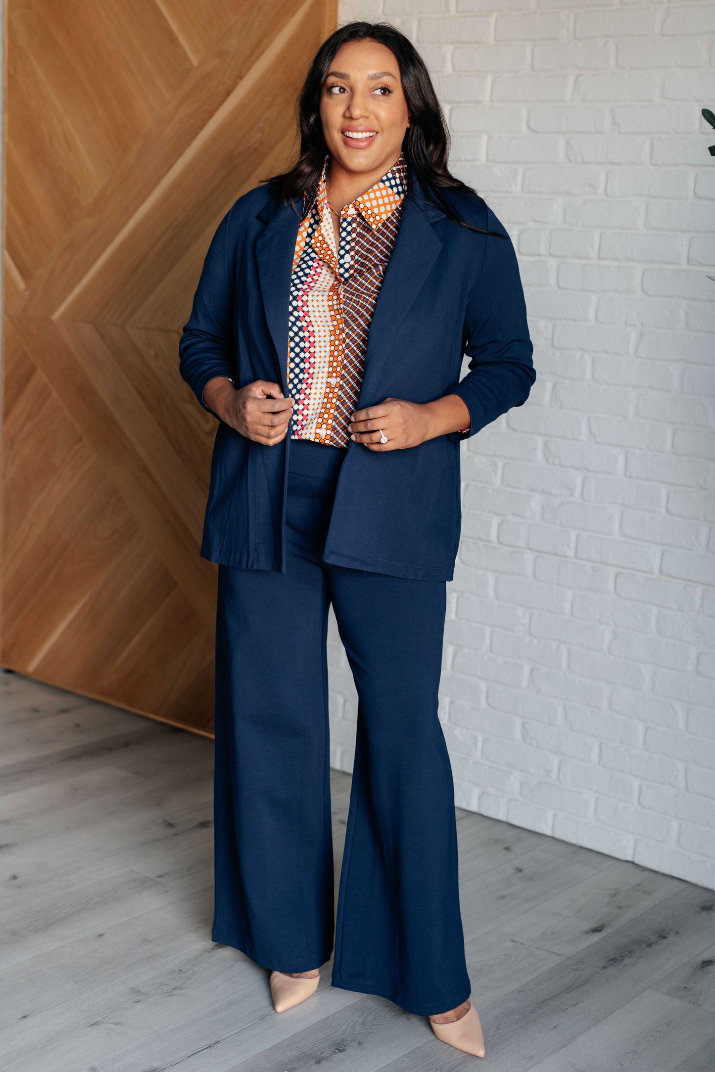 Long sleeve Polka Dot button up top