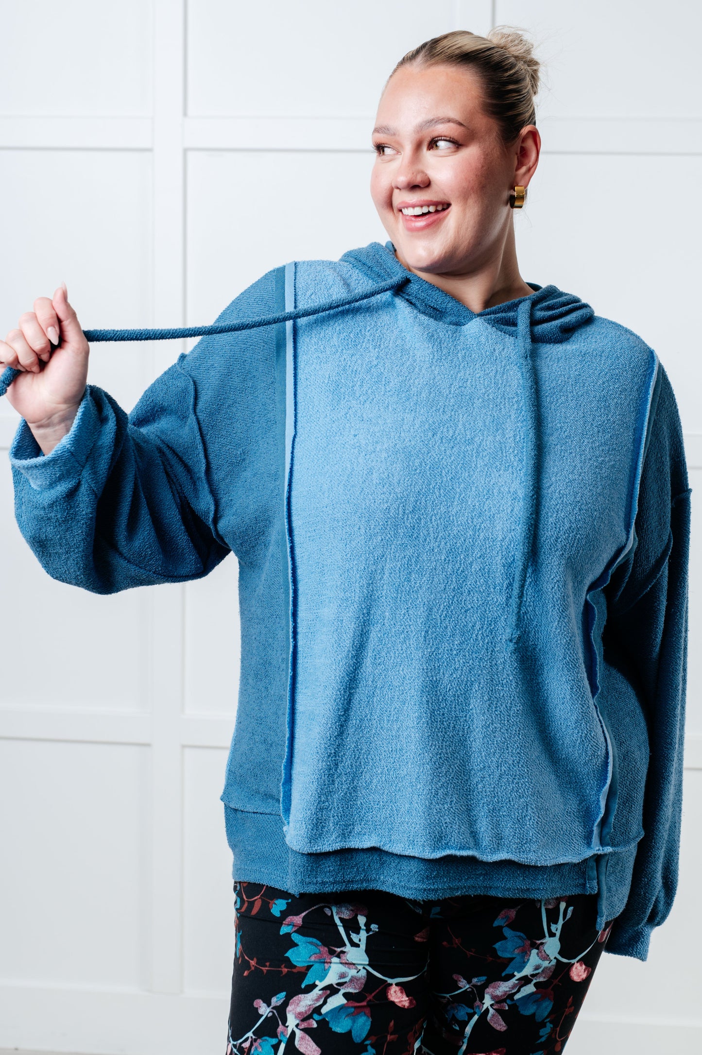Blue French Terry Hoodie by Bibi
Hooded
Functional Drawstring
Dropped Shoulder
Exposed Seams
Banded Sleeve Cuff
Slit Hem
Stepped Hem
42% Polyester, 40% Cotton, 18% Rayon
True to Size