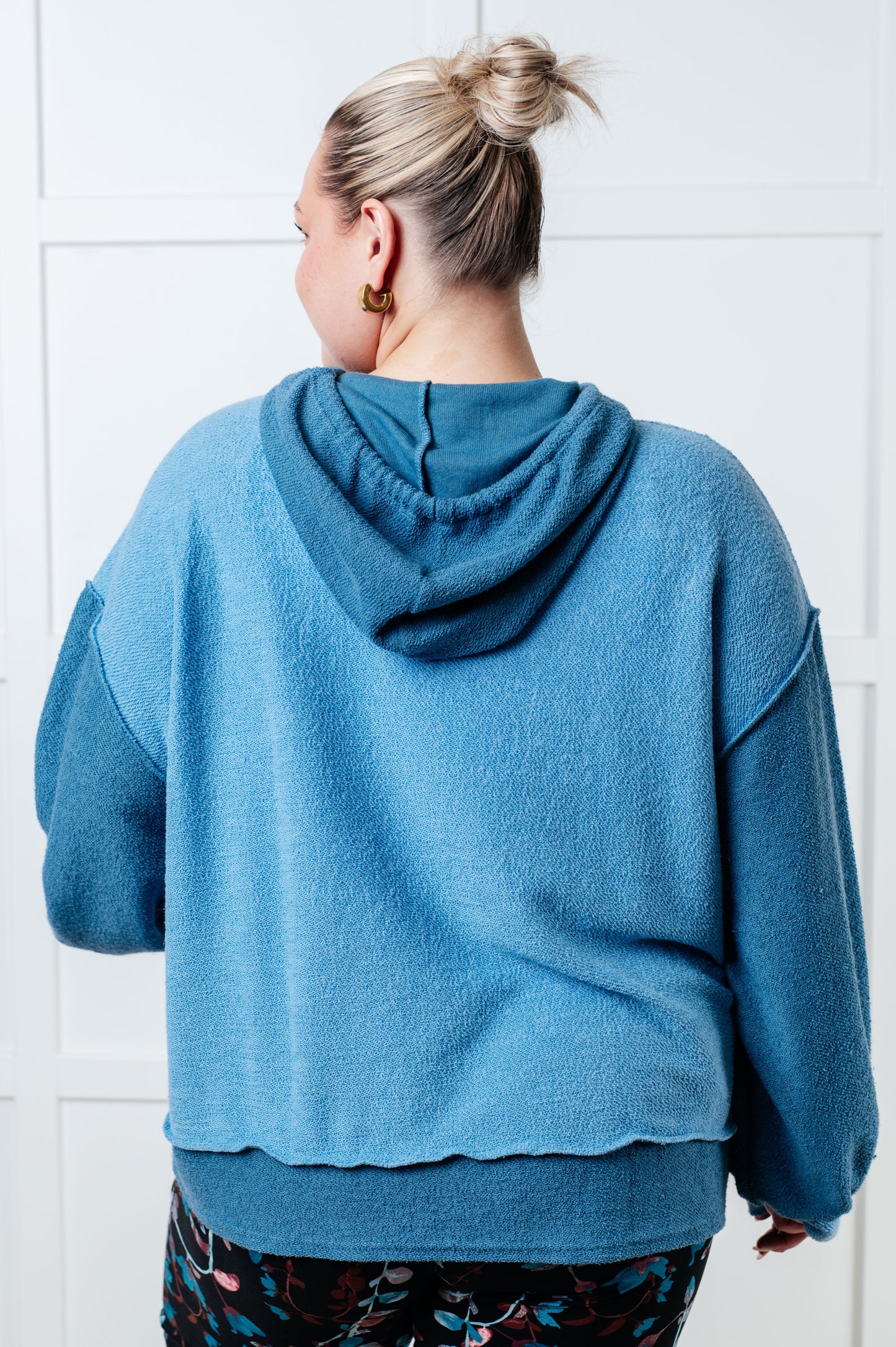 Blue French Terry Hoodie by Bibi
Hooded
Functional Drawstring
Dropped Shoulder
Exposed Seams
Banded Sleeve Cuff
Slit Hem
Stepped Hem
42% Polyester, 40% Cotton, 18% Rayon
True to Size