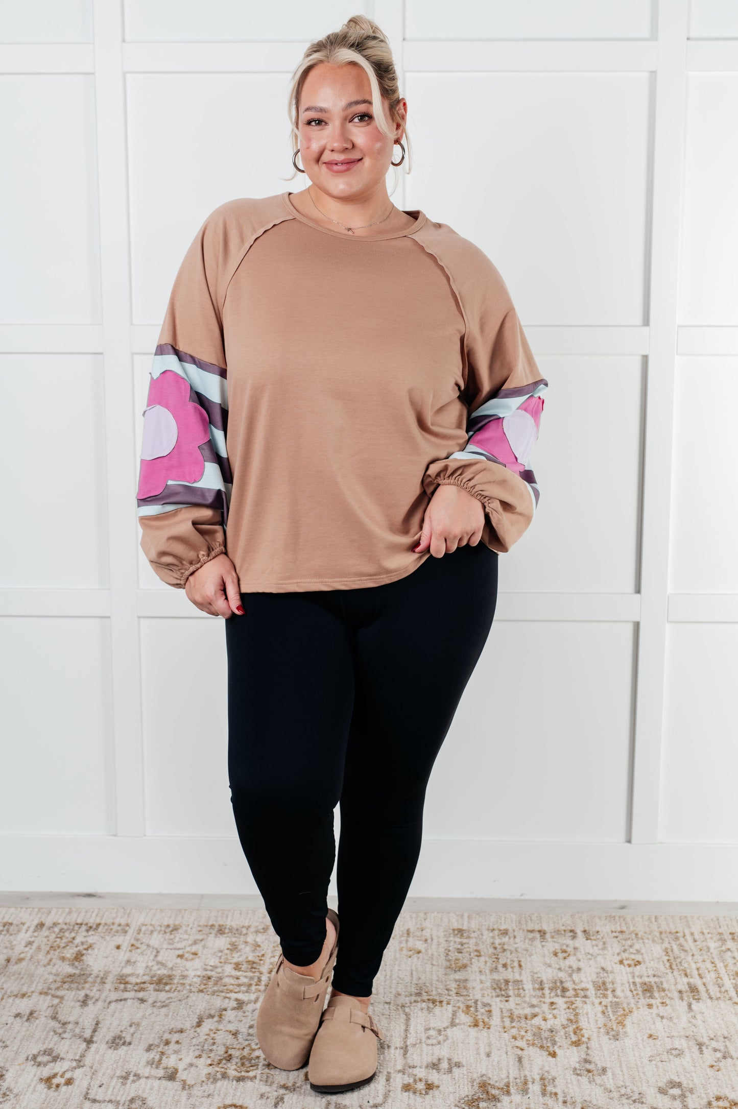 French Terry long sleeve top
Round Neckline
Dolman Balloon Sleeve
Cased Elastic Sleeve Cuff
Raw Edge Details
85% Polyester, 10% Cotton, 5% Elastane
True to Size