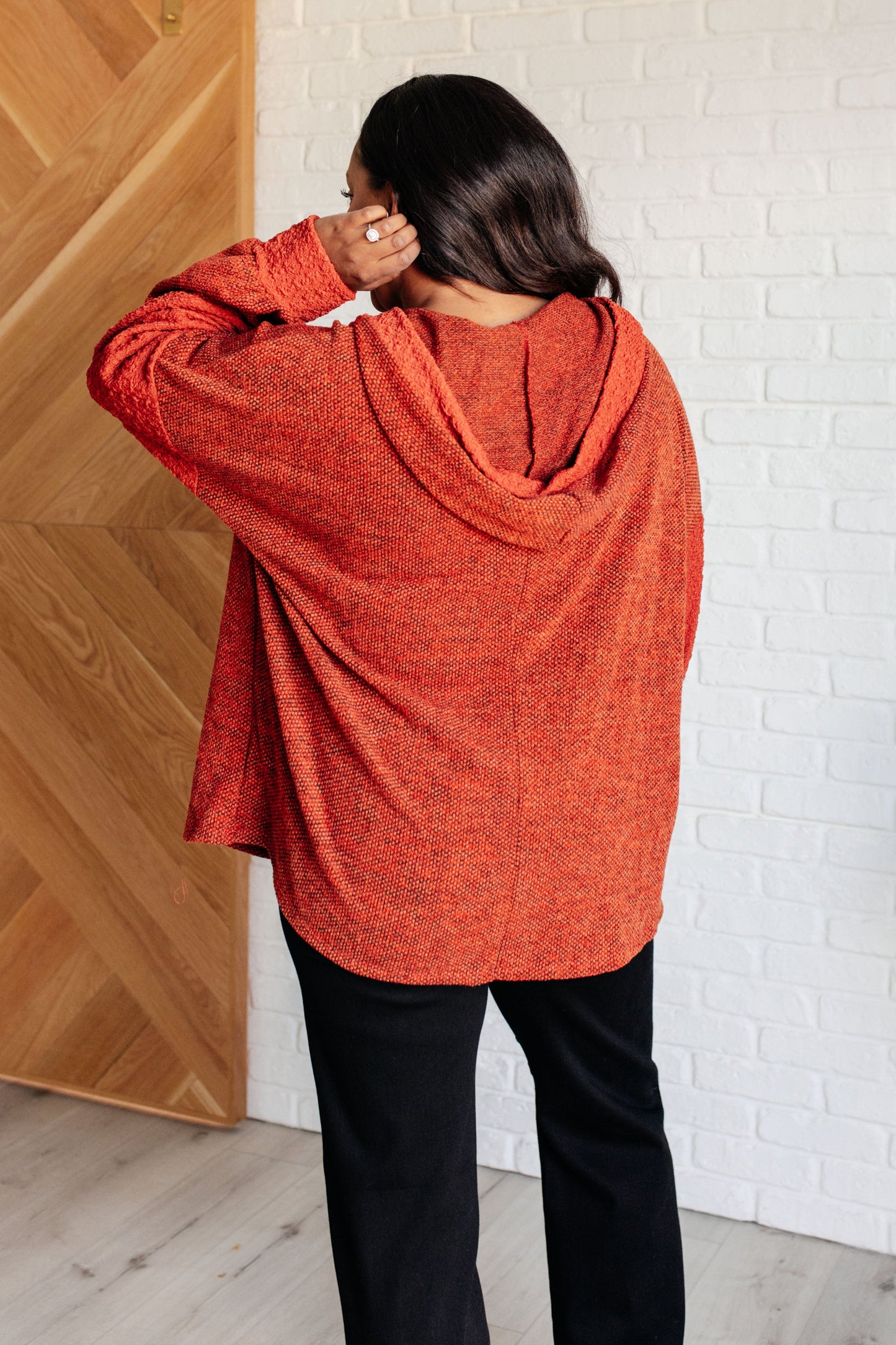 Burnt Orange Color Block Hoodie by Haptics