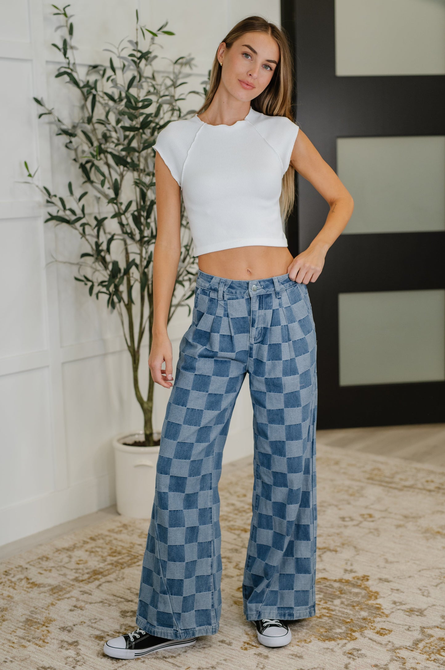 Blue checkered pants
