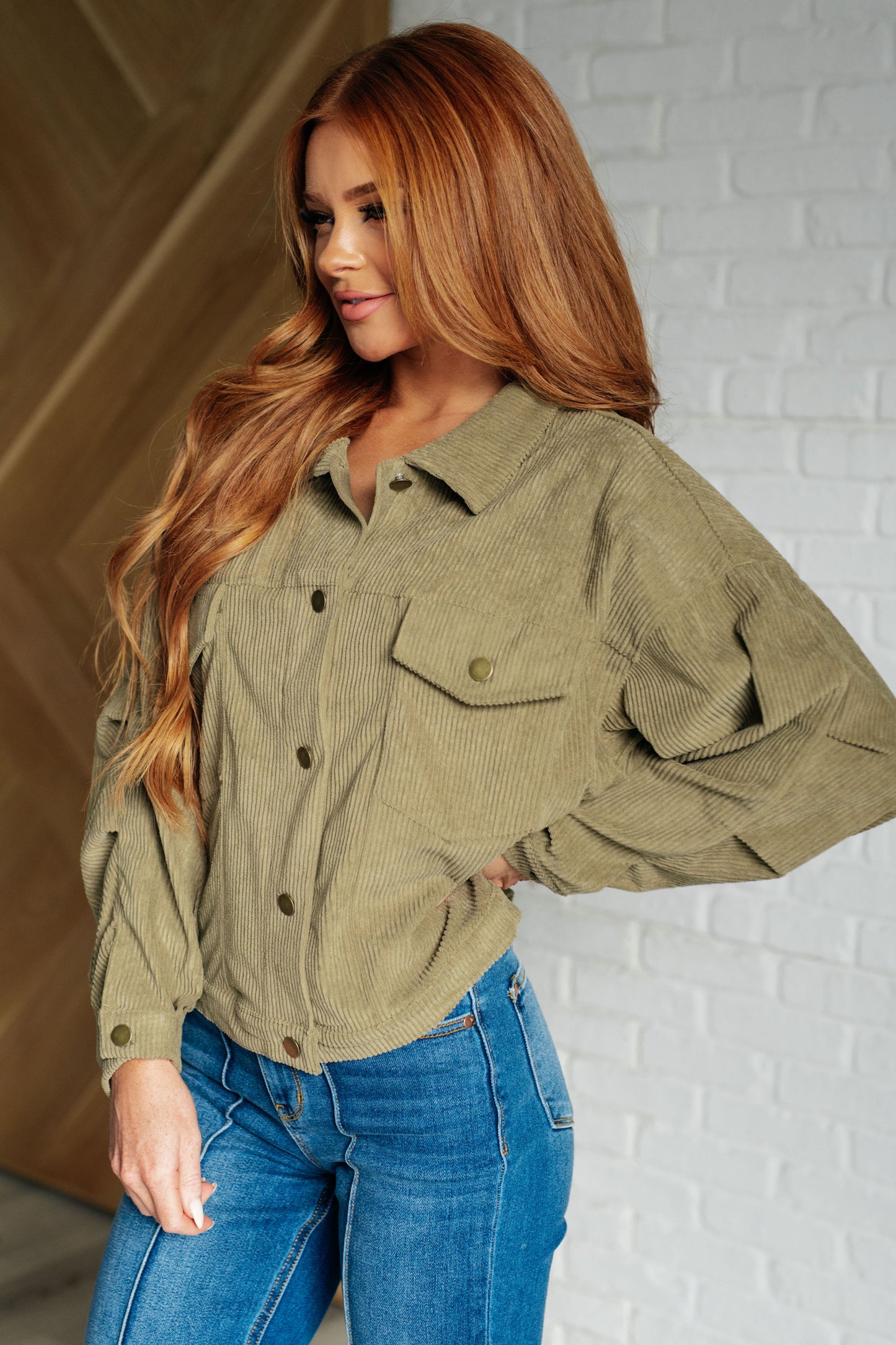 Olive Green Corduroy Jacket by Andree by Unit