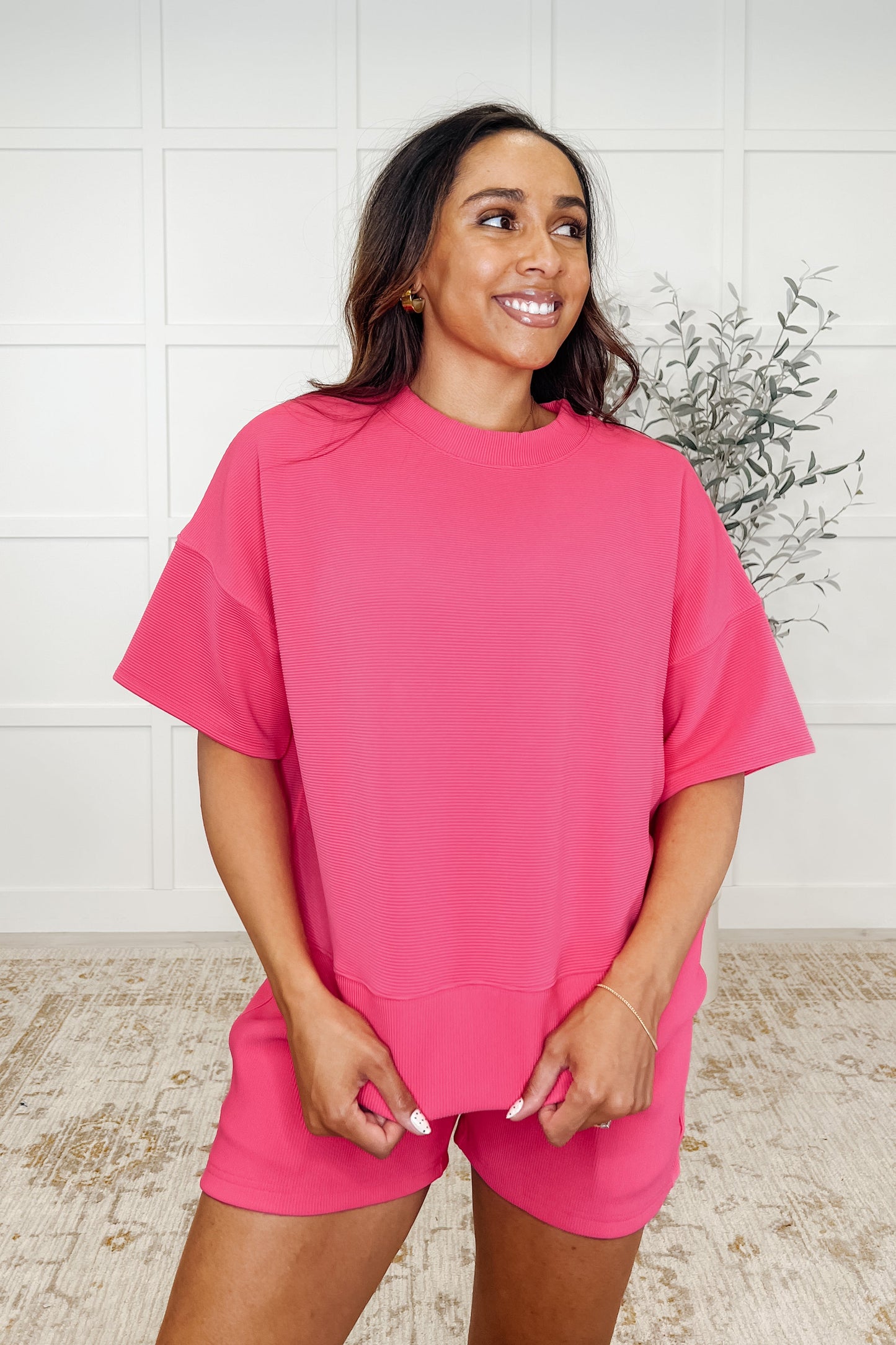 Ribbed Knit Set in Hot Pink
Mid-Weight Ribbed Knit
Banded Round Neckline
Exaggerated, Banded Sleeve Cuff
Exaggerated, Banded Hemline
Cased Elastic Waistband
Functional Side Pockets
95% Polyester, 5% Spandex
True to Size