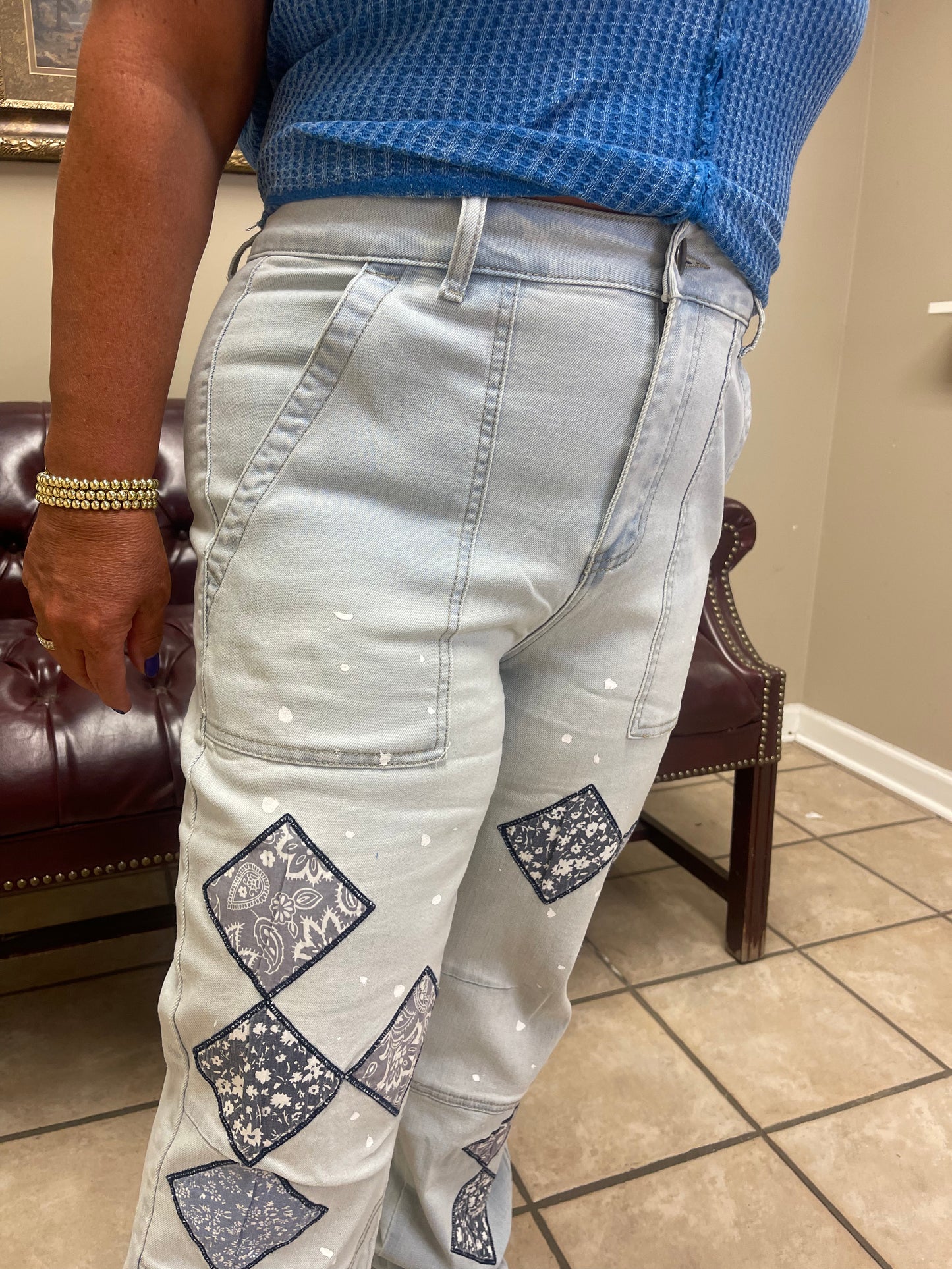 Straight Leg Washed Denim Pants by Easel