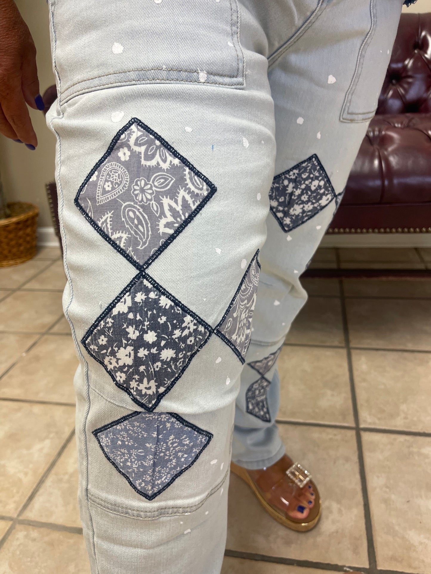 Straight Leg Washed Denim Pants by Easel