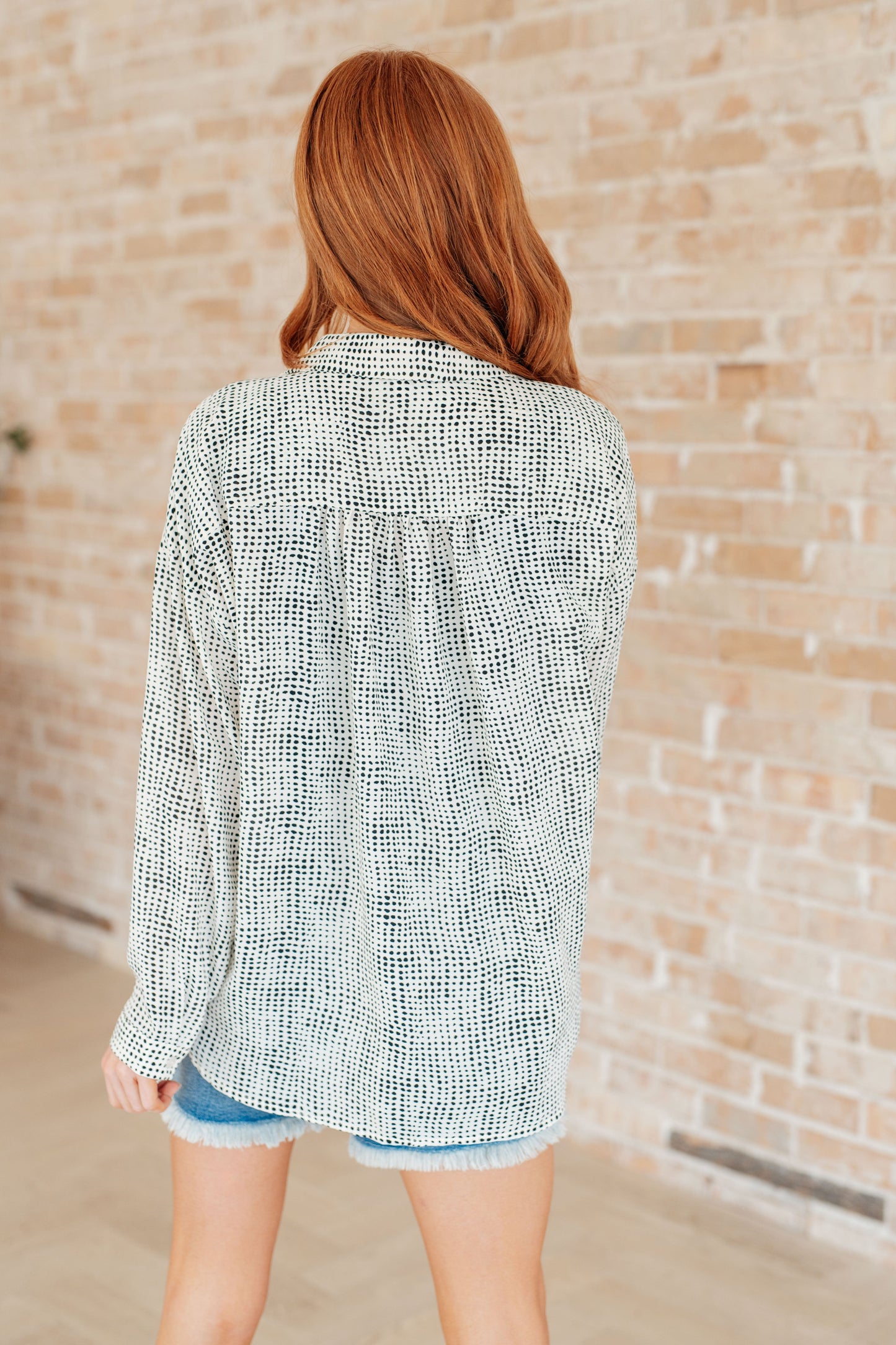 Poly Satin long sleeve button up top by Jodifil