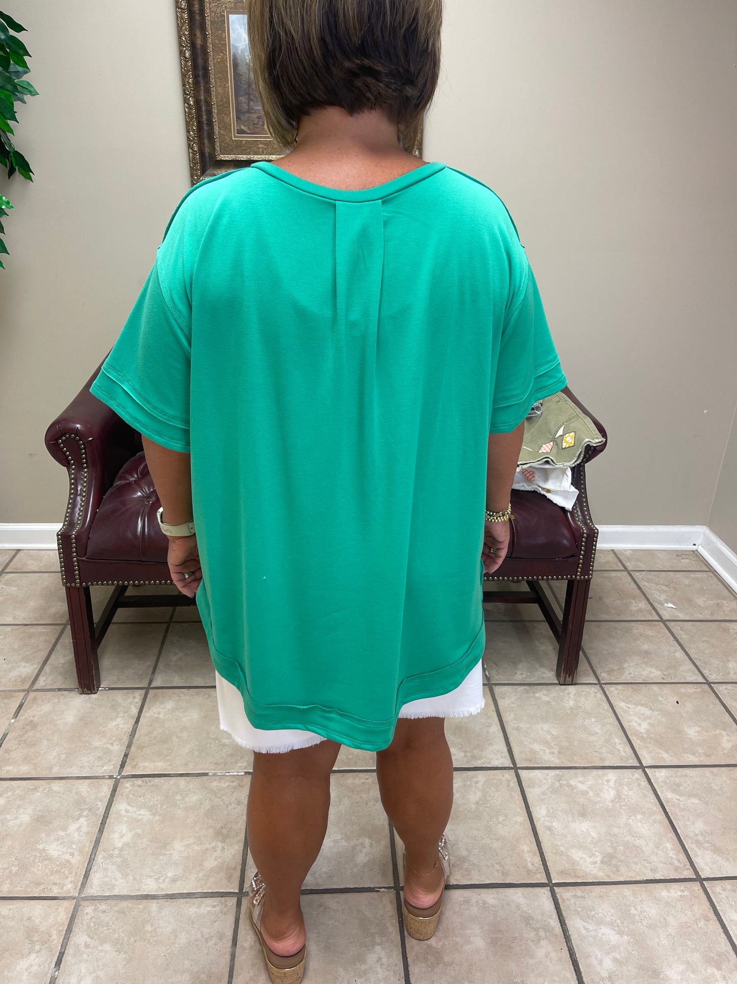 Aqua Button detail short sleeve top by Andree by Unit