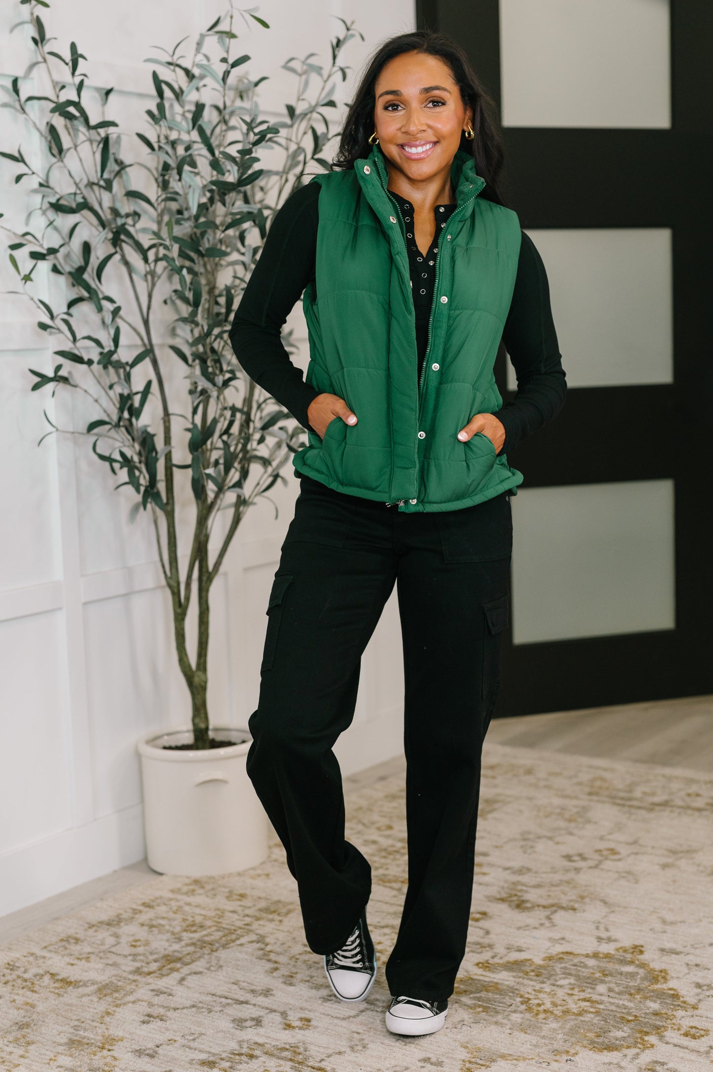 Puffer Vest in Hunter Green by Zenana