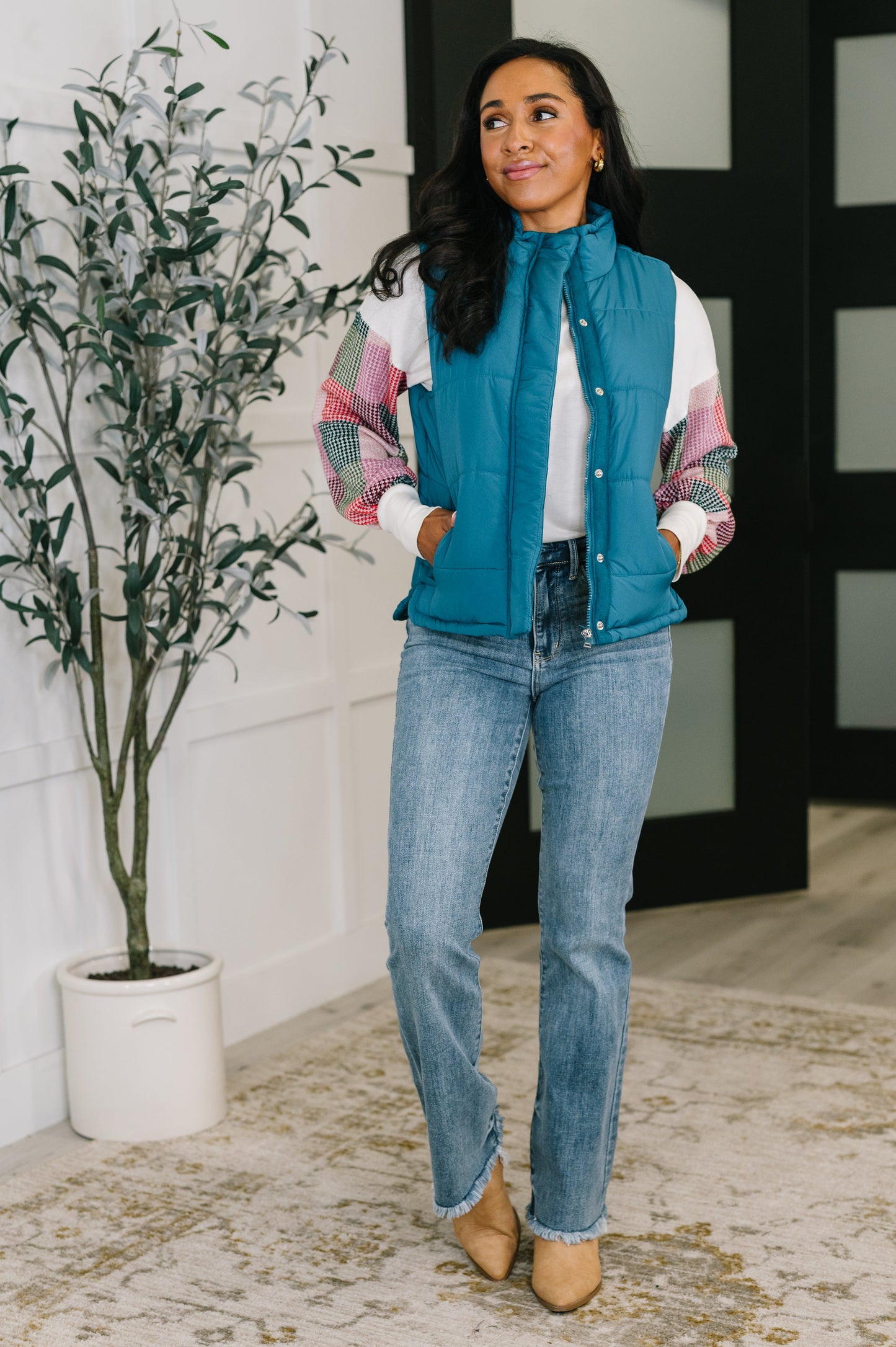 Puffer Vest in Teal by Zenana