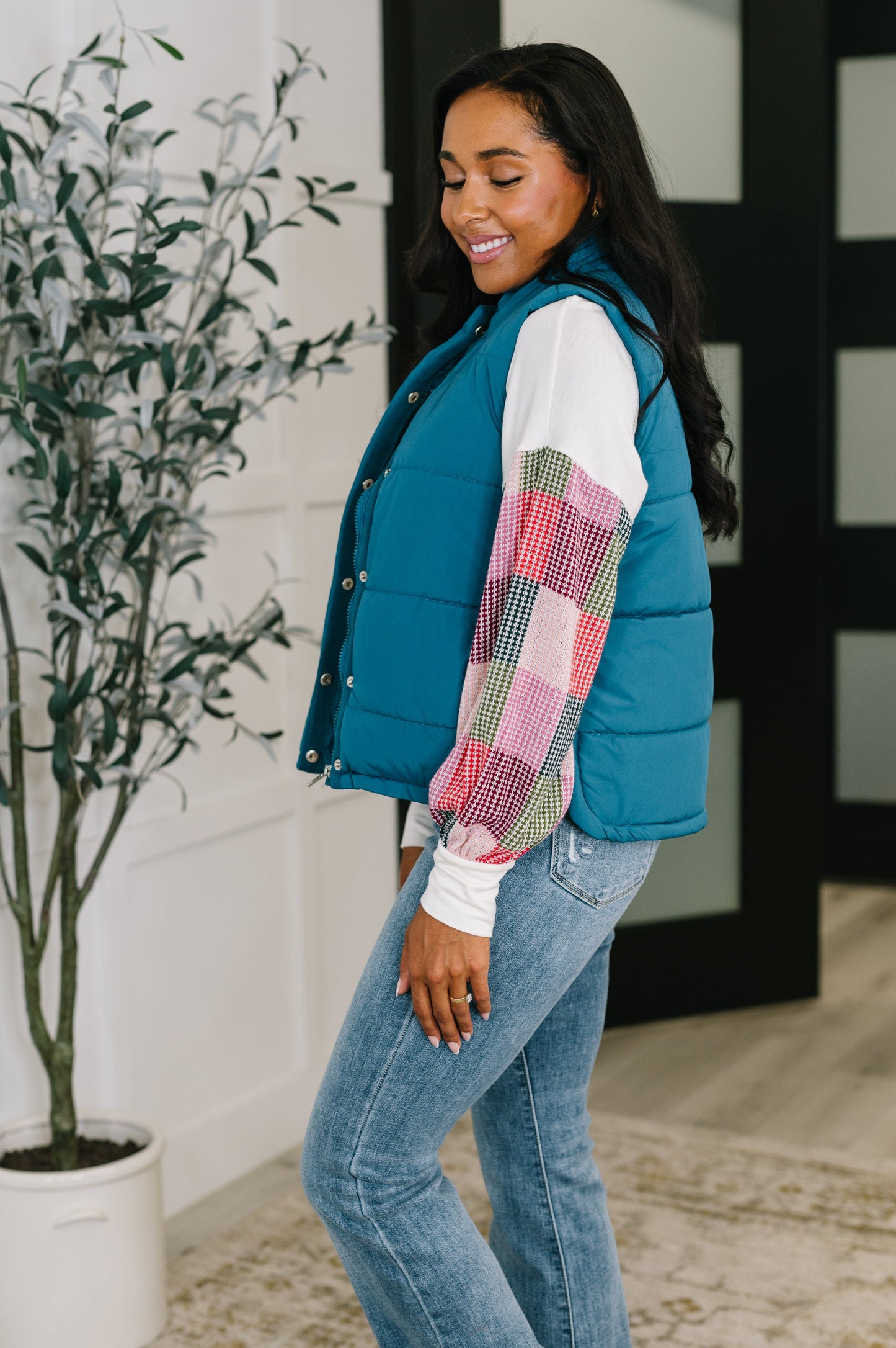 Puffer Vest in Teal by Zenana