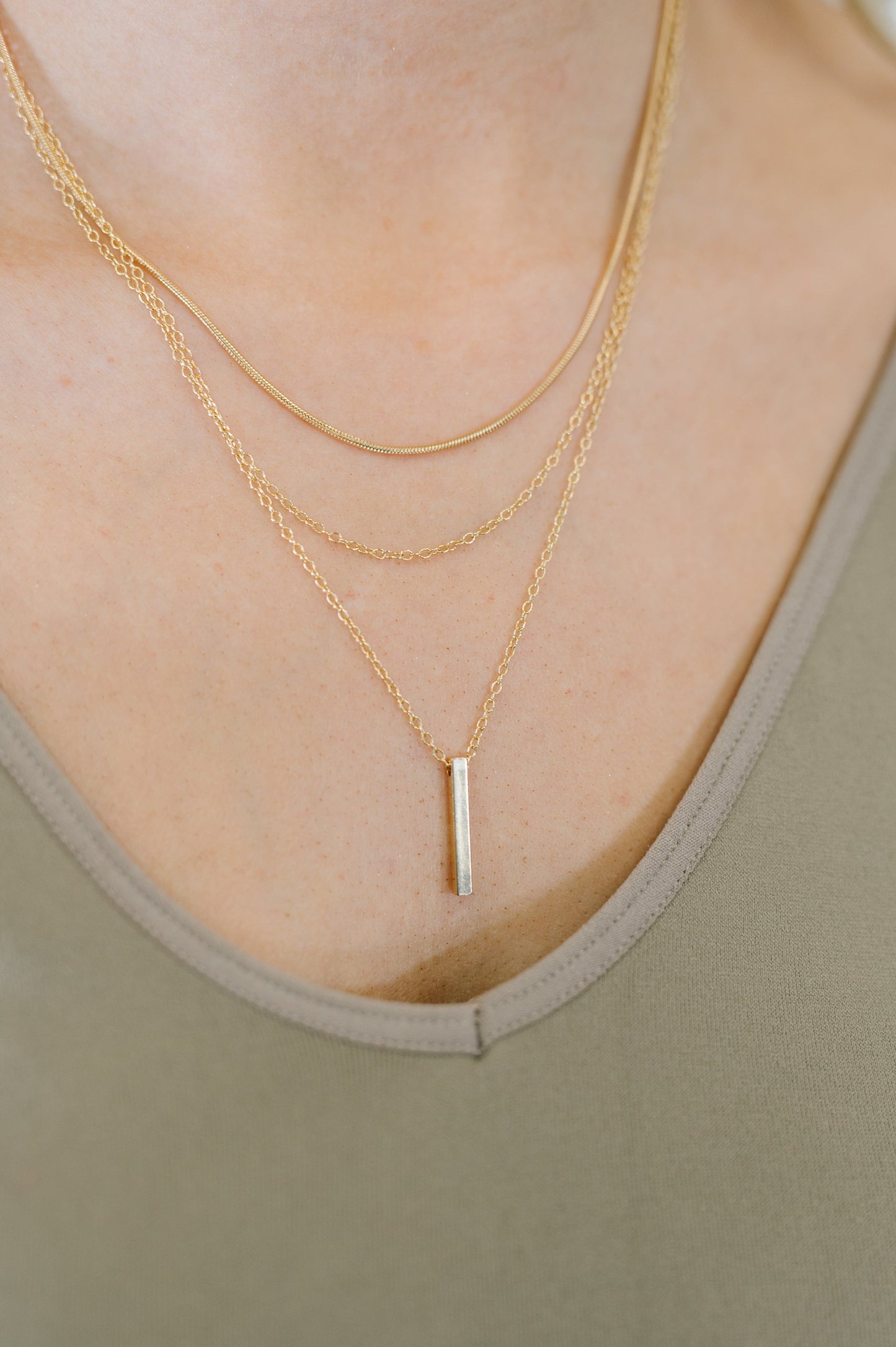 Layered Necklace Set in Gold