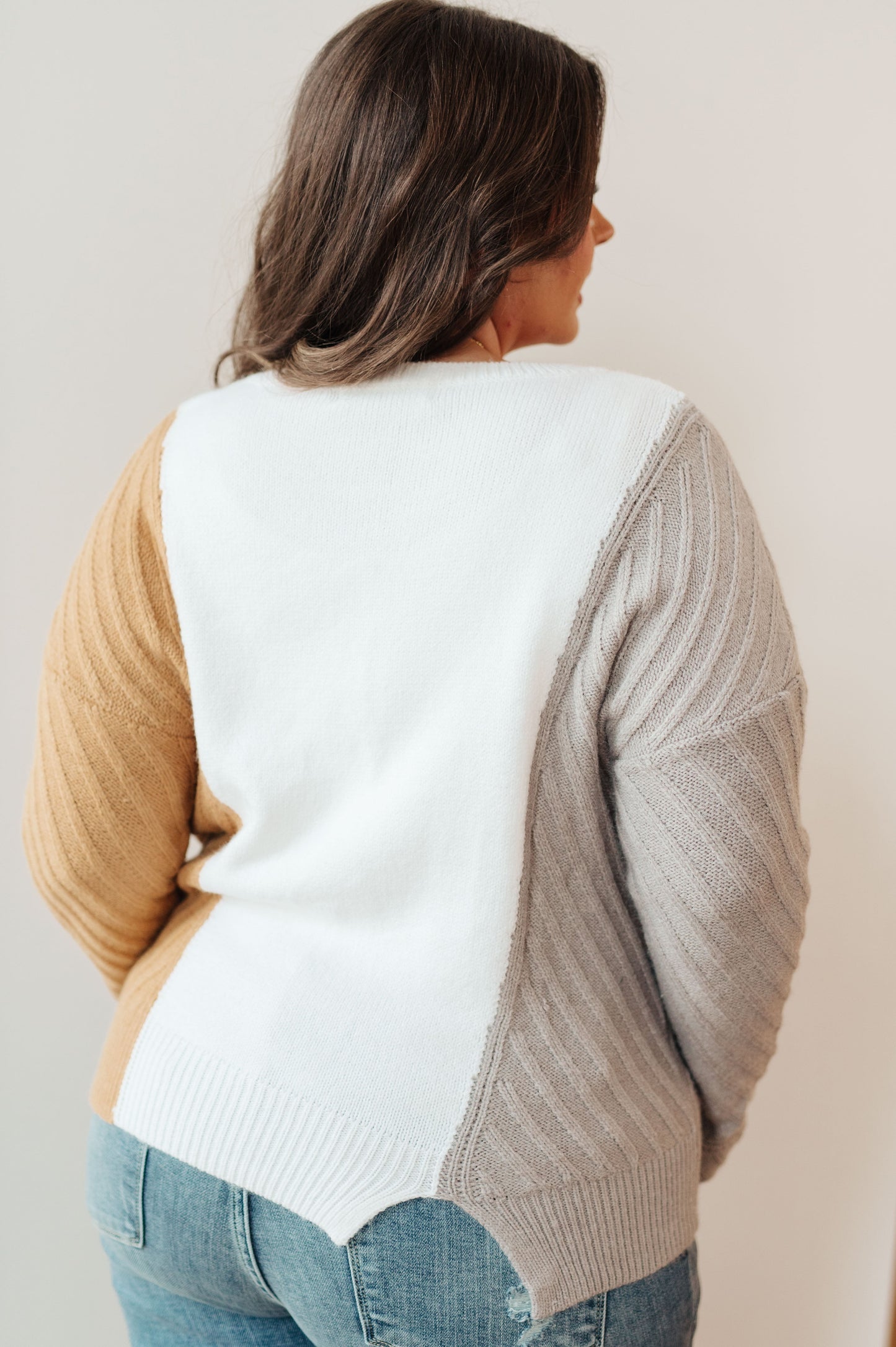 Long sleeve color block sweater