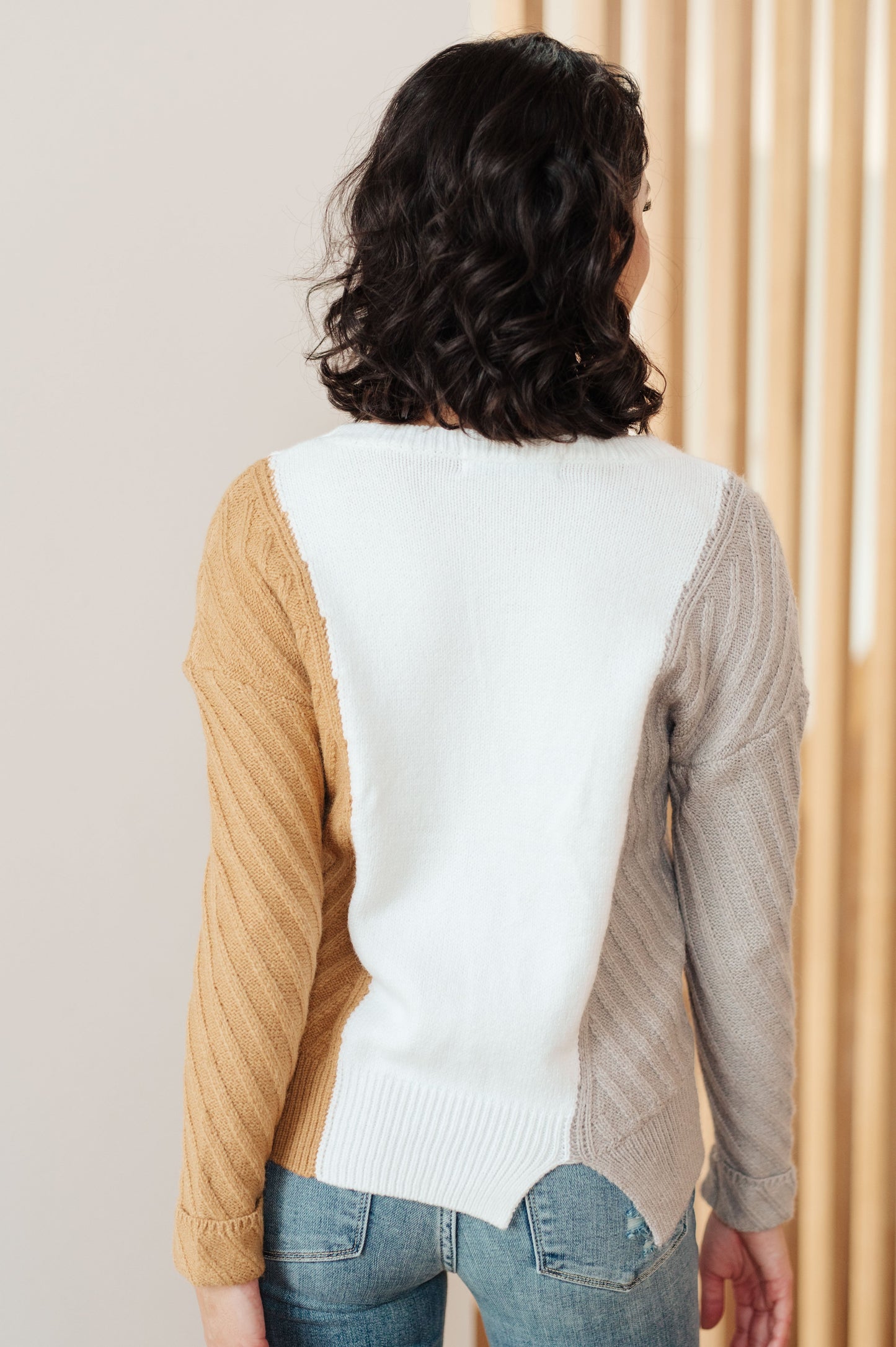 Long sleeve color block sweater