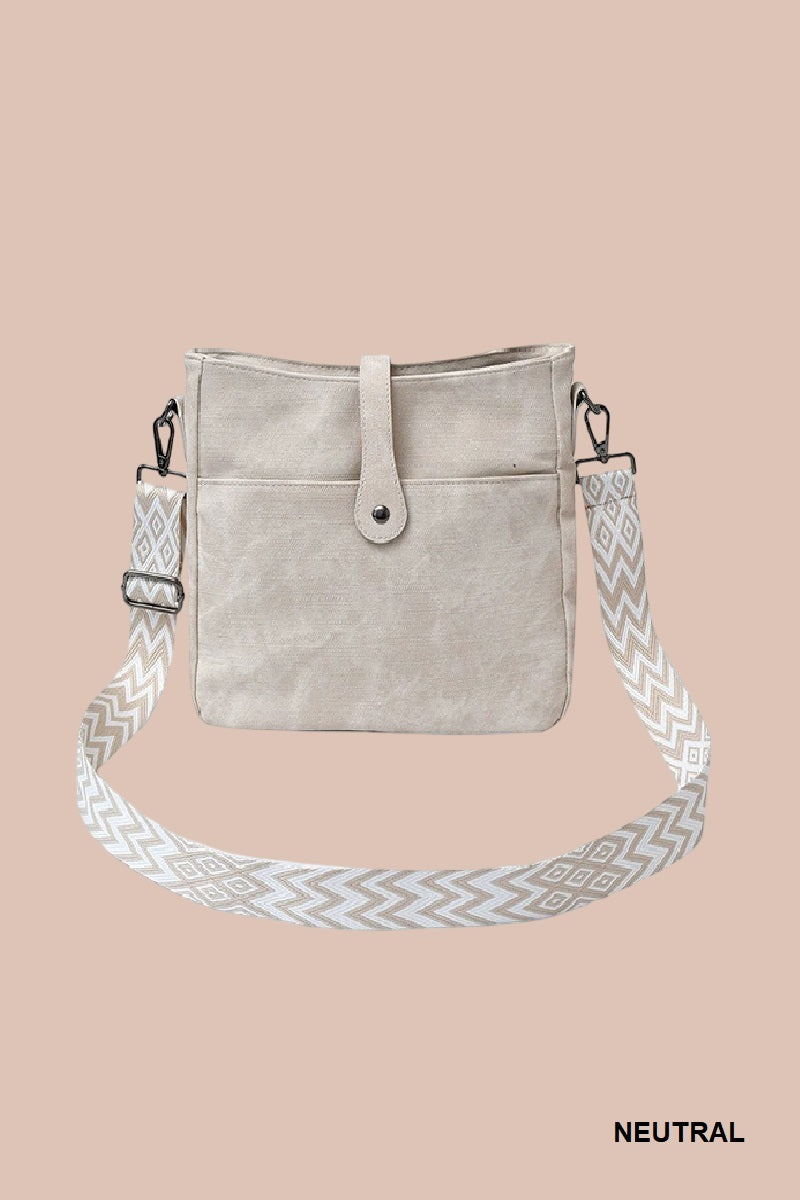 Distressed Faux Leather Crossbody Messenger Bag