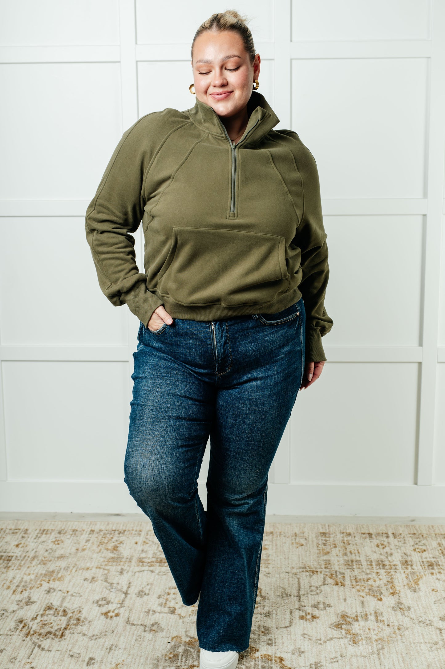 Half Zip Pullover in Green