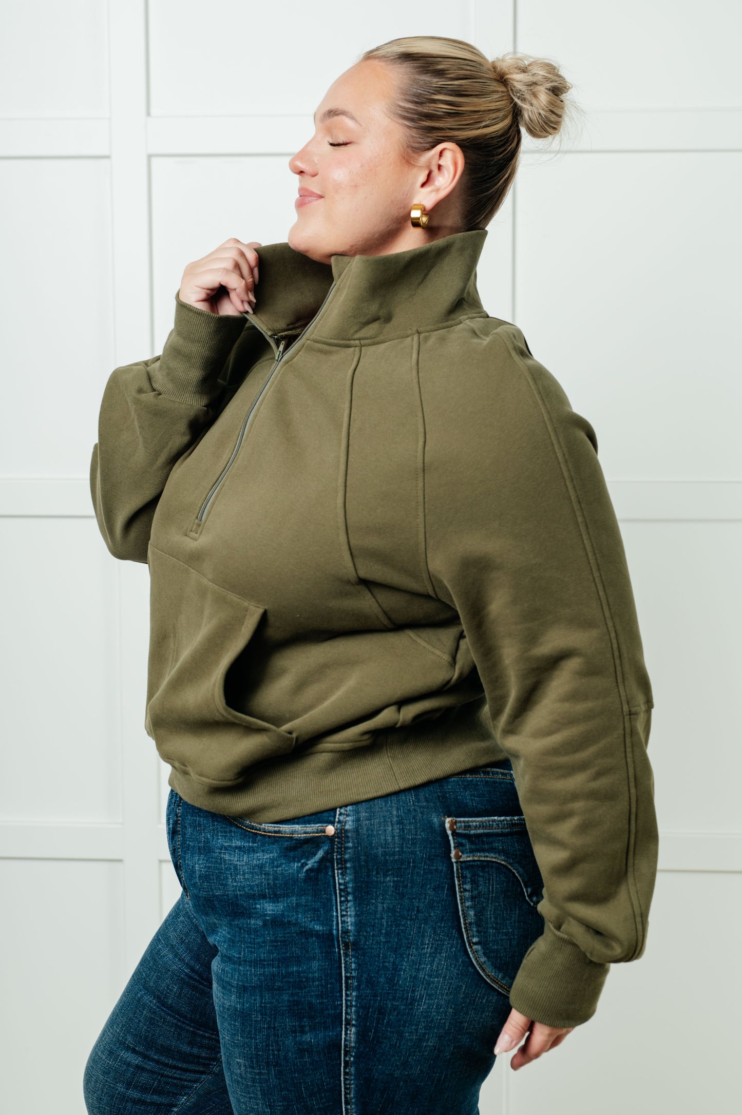 Half Zip Pullover in Green