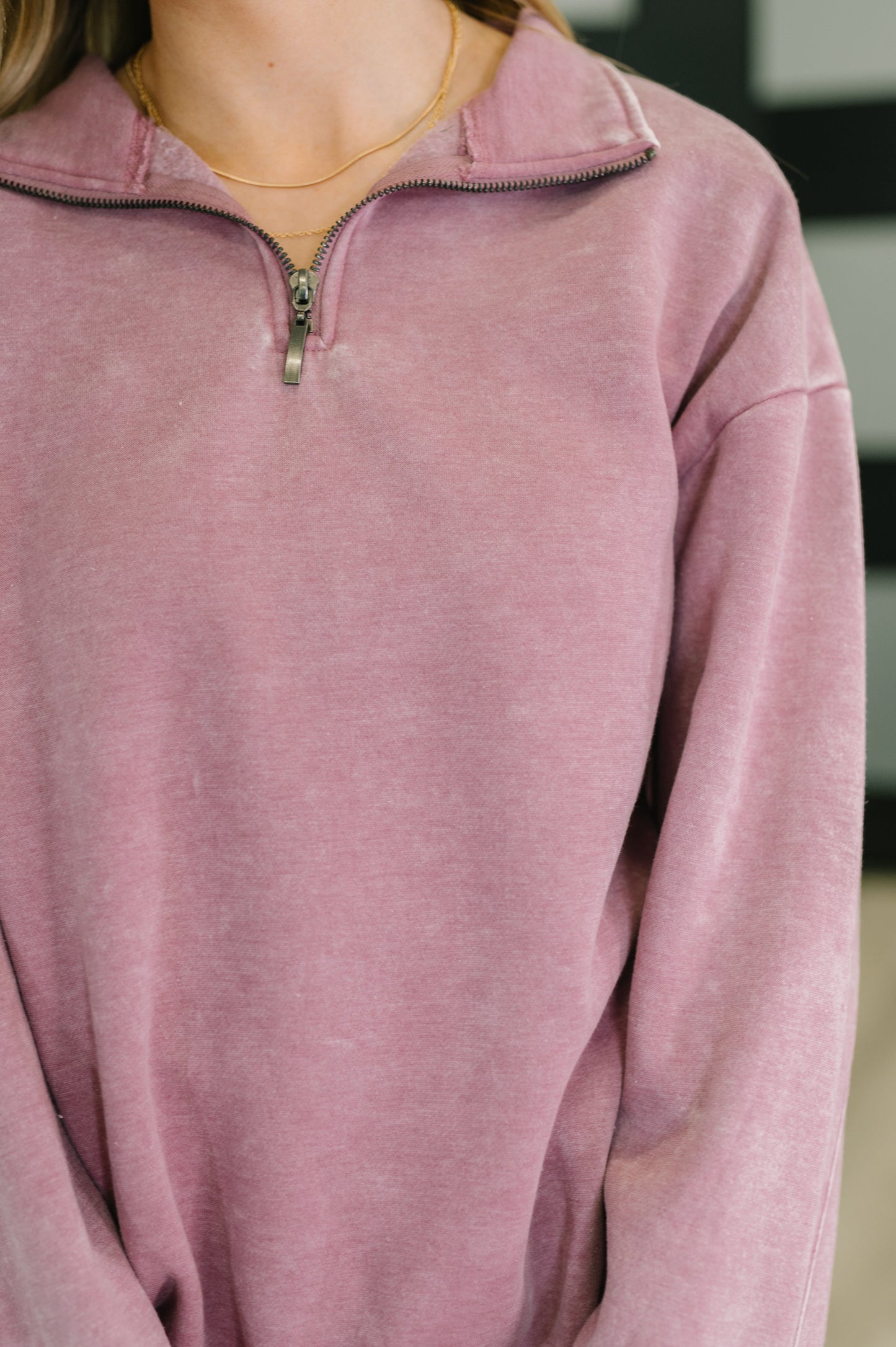 Half Zip Pullover in Light Rose