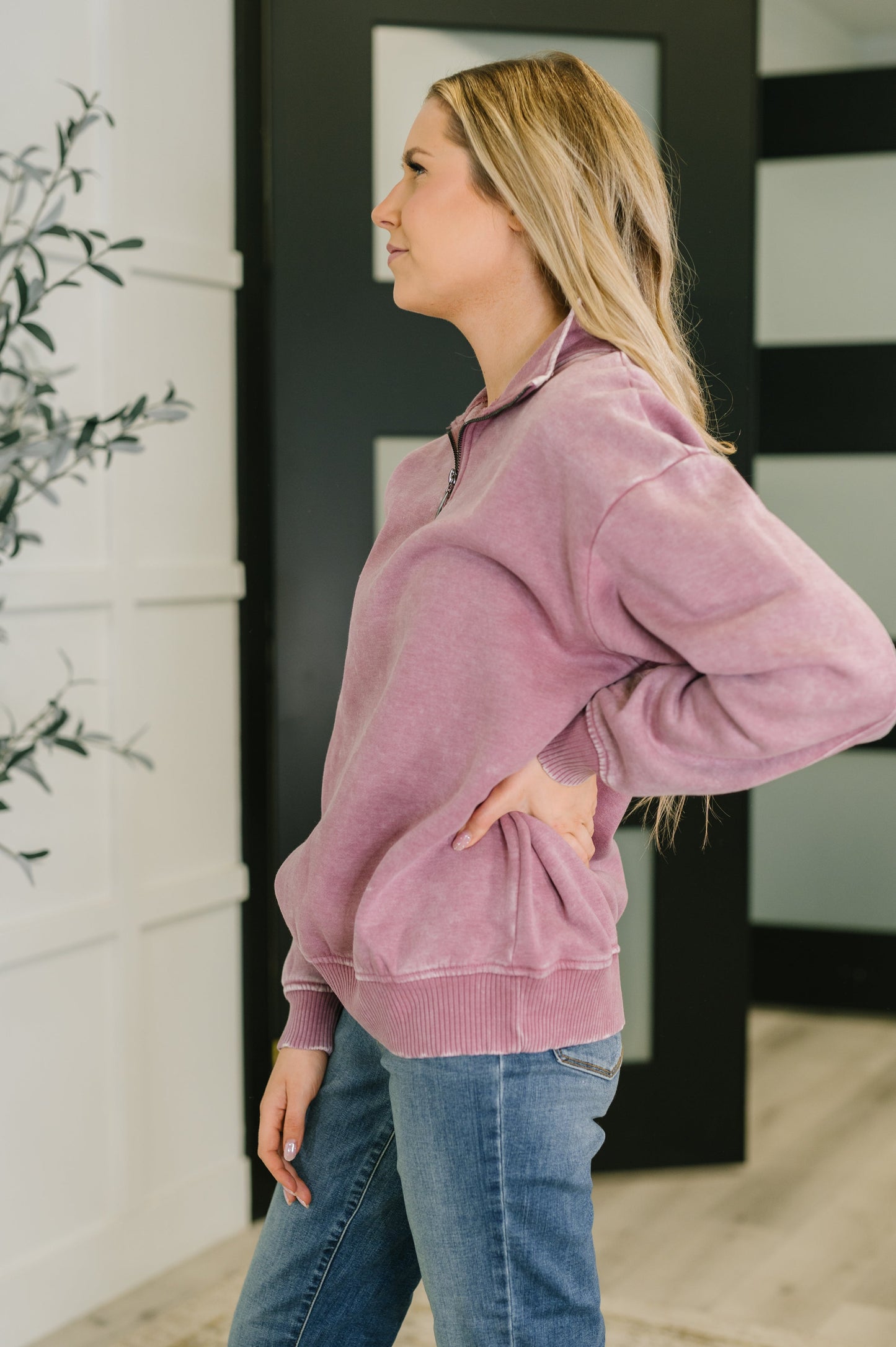 Half Zip Pullover in Light Rose