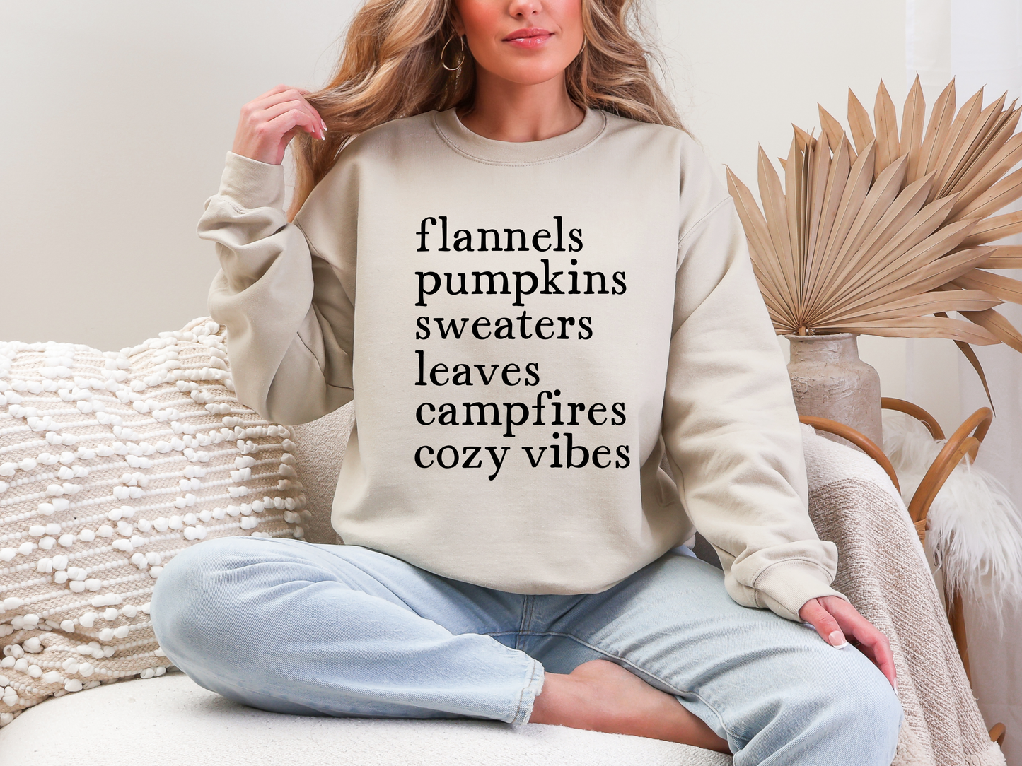 Flannels Pumpkins Sweatshirt in Sand