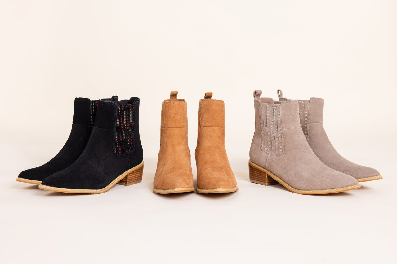 Suede Ankle Boot in Black