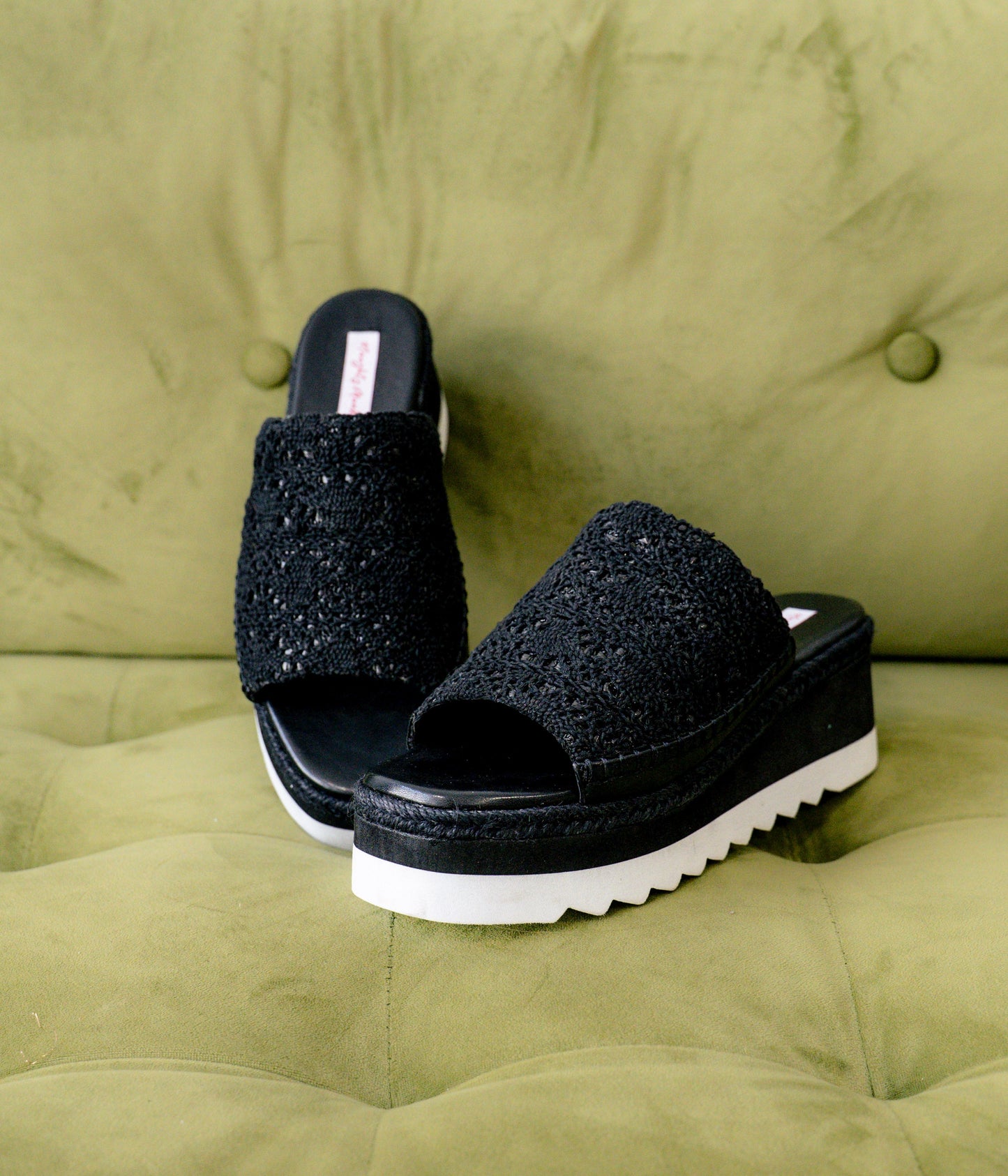 Black wedge sandal