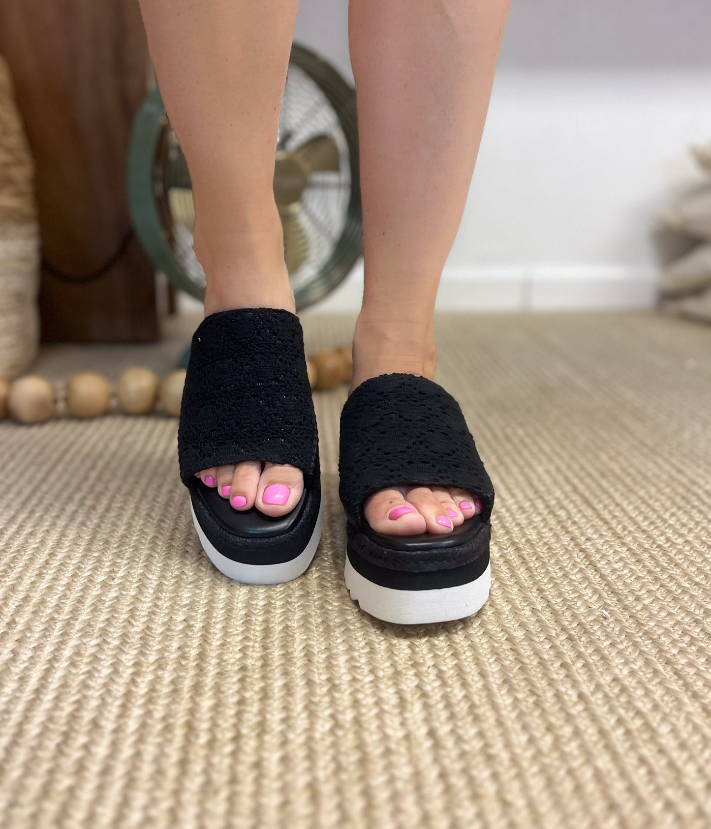 Black wedge sandal