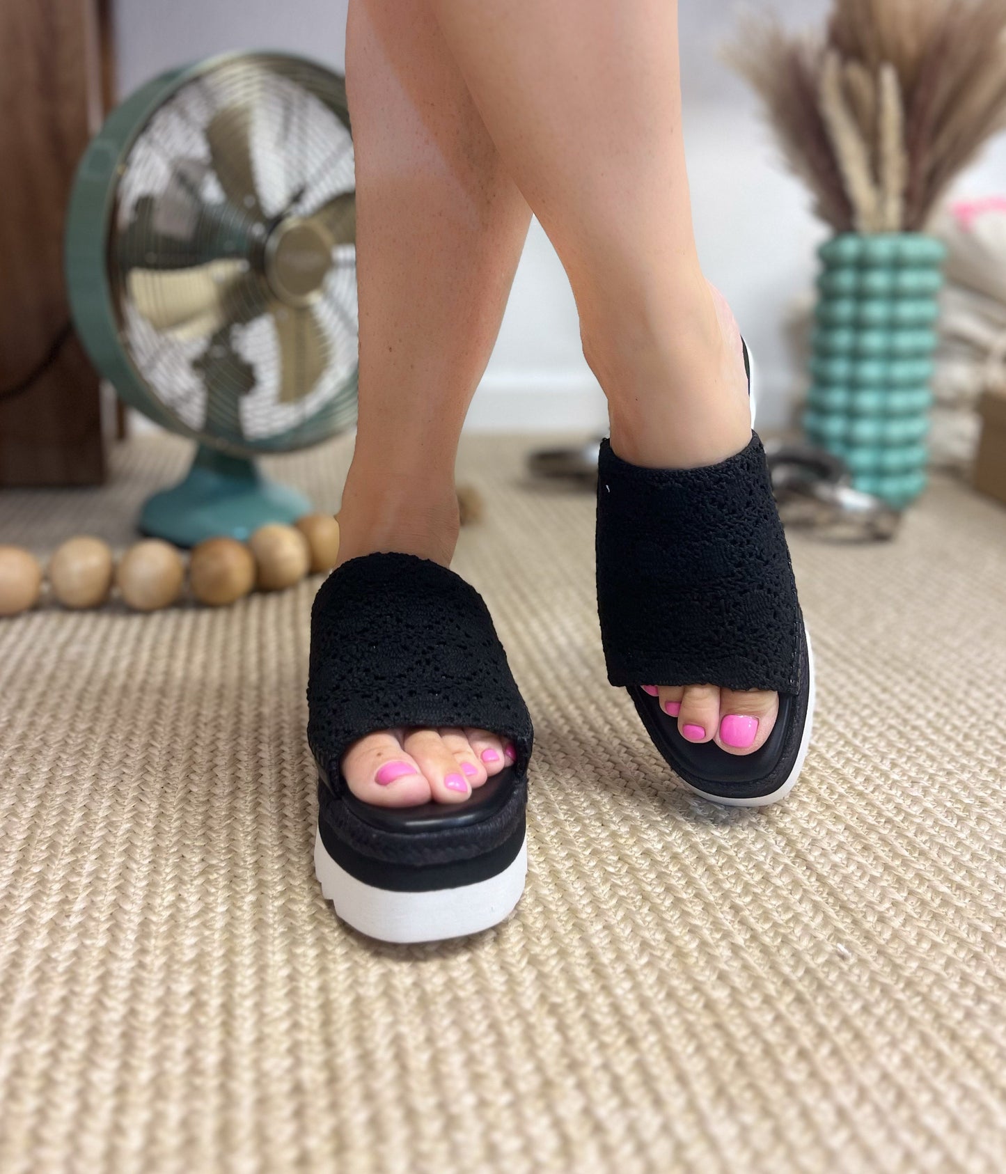 Black wedge sandal