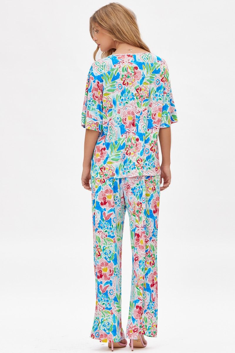 Dear Scarlett wrinkle free Cabana Set in Floral Royal