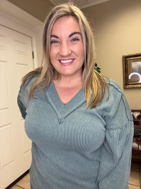 Two Tone Double Knit Top in Moss Green, Charcoal and Wine by Very J
