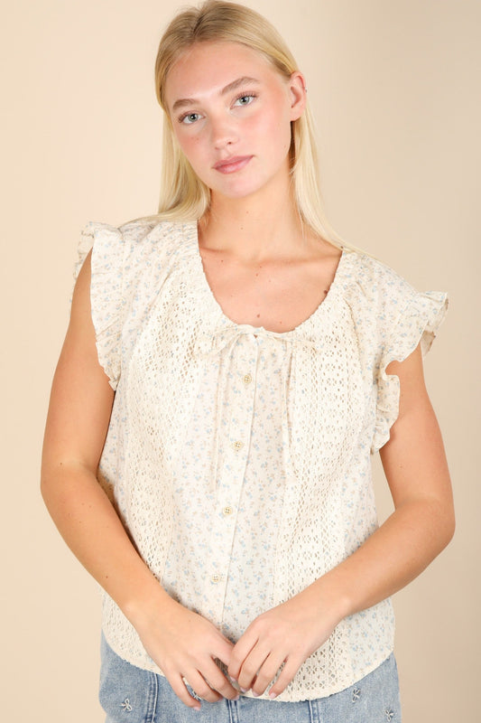 Lace Detail, short sleeve, Rayon Top
