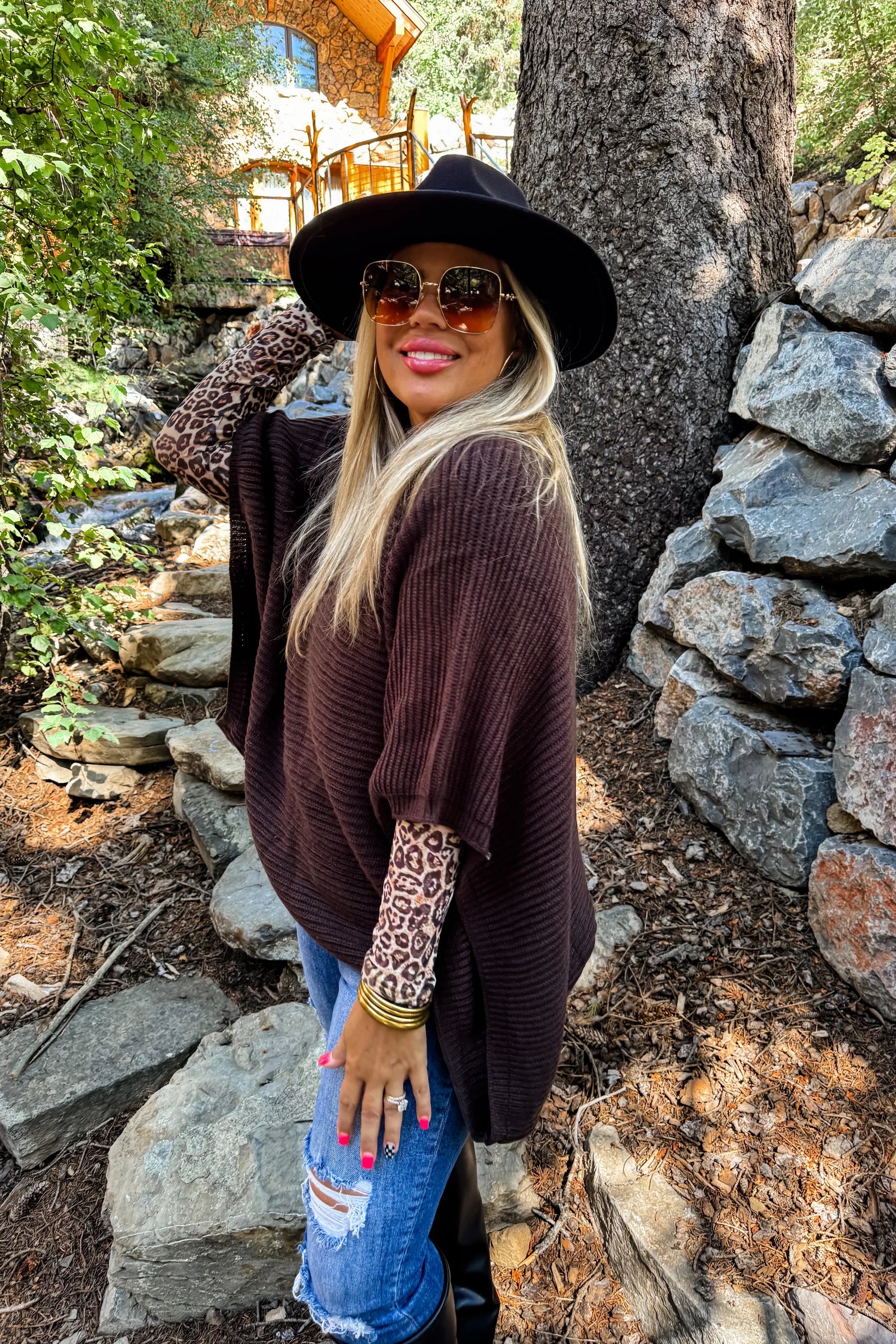 Fall Meg Pullover Poncho by Blakeley in Brown