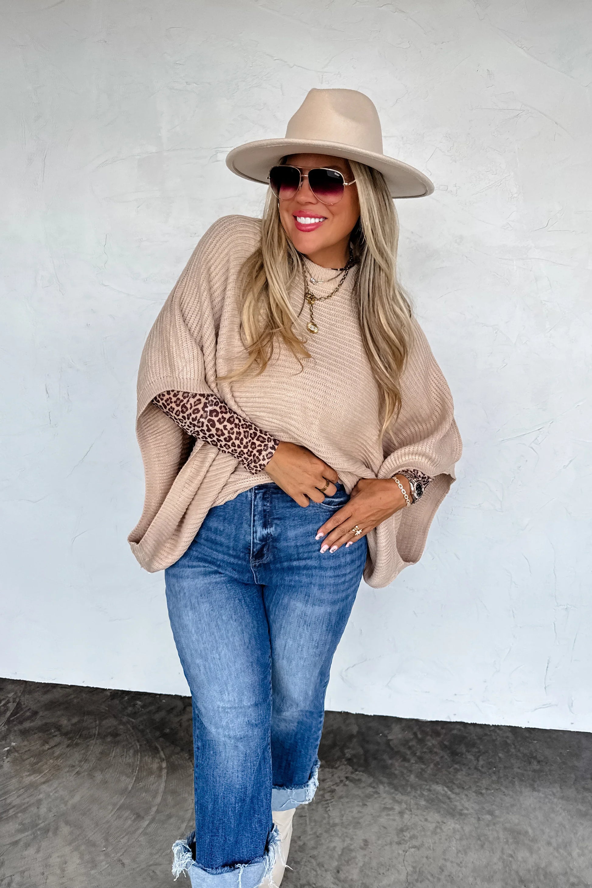 Fall Meg Pullover Poncho by Blakeley in Beige