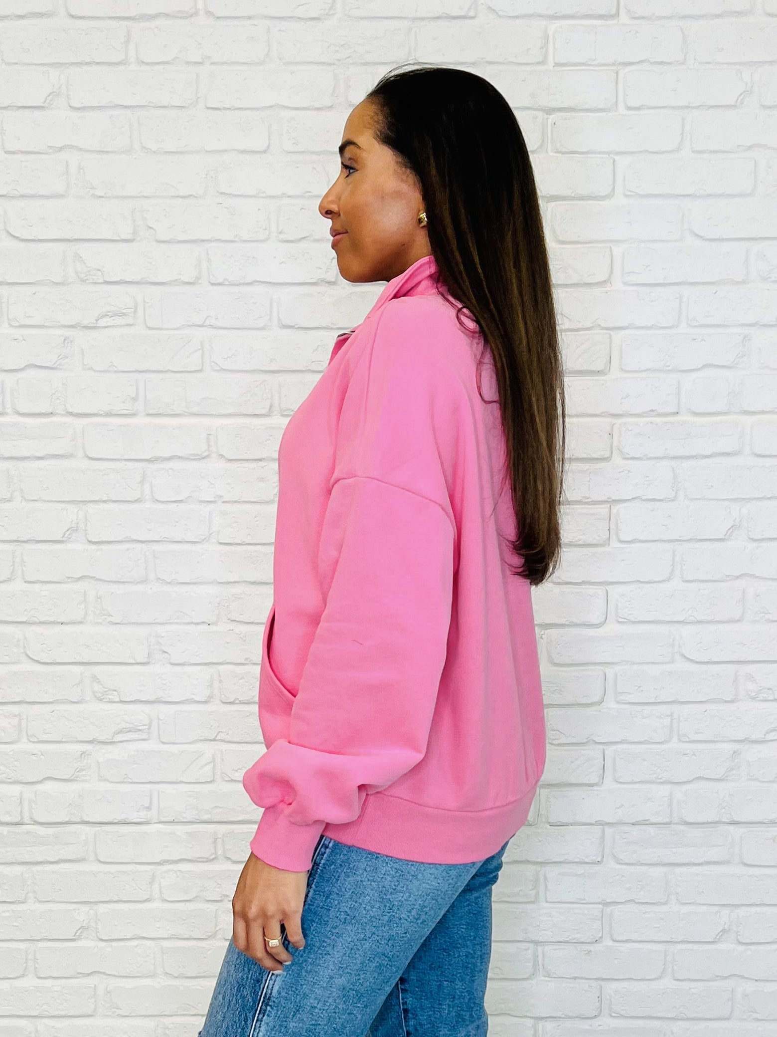 Half Zip Pullover in Pink