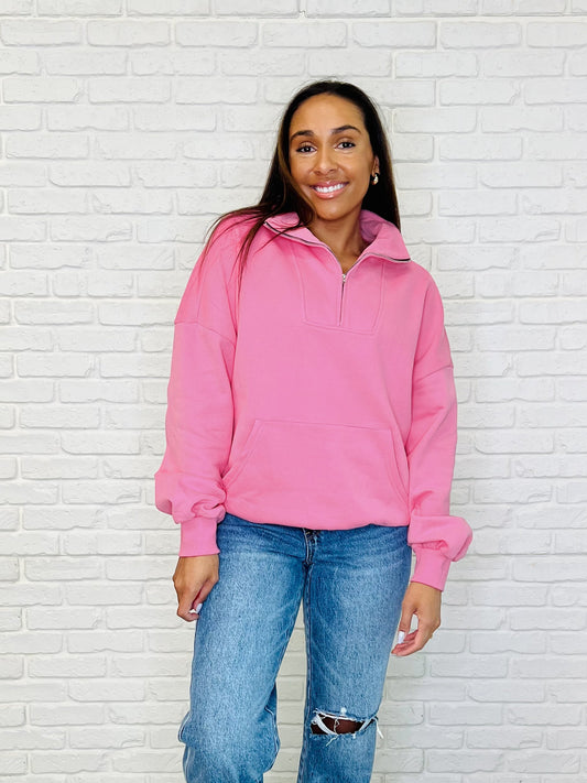 Half Zip Pullover in Pink