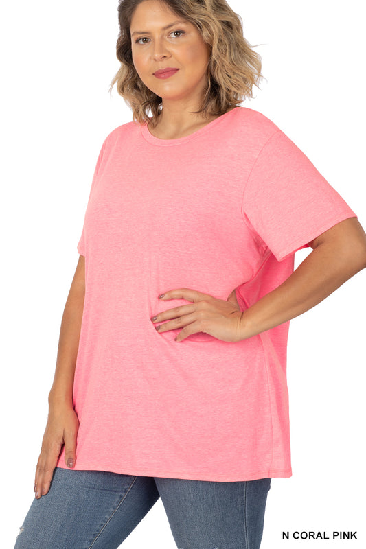 Plus Cotton Boyfriend Round Neck Tee