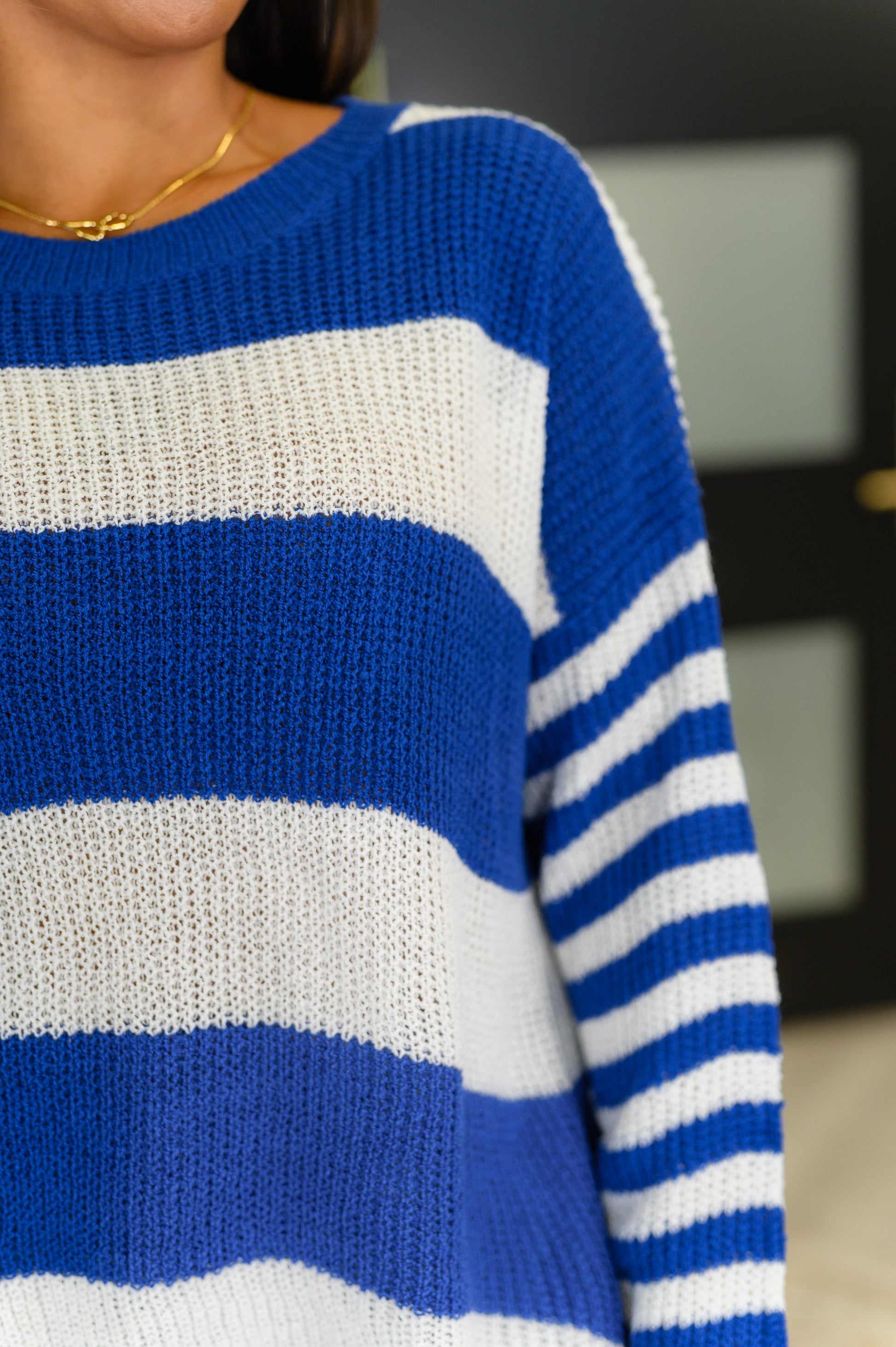 Drop shoulder long sleeve sweater in Royal blue by Sweet Lovely by J
Light Weight Sweater Knit
High Stretch
Banded, Ribbed Round Neckline
Drop Shoulder
Long Sleeve
Banded Ribbed Sleeve Cuff
Banded, Ribbed Hemline
100% Acrylic
True to Size