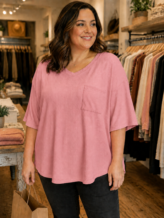Pink Waffle Knit Top