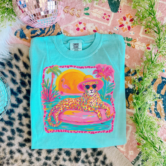 Summer Cheetah Graphic Tee – Bright Tropical Leopard Shirt | Sizes S–3X