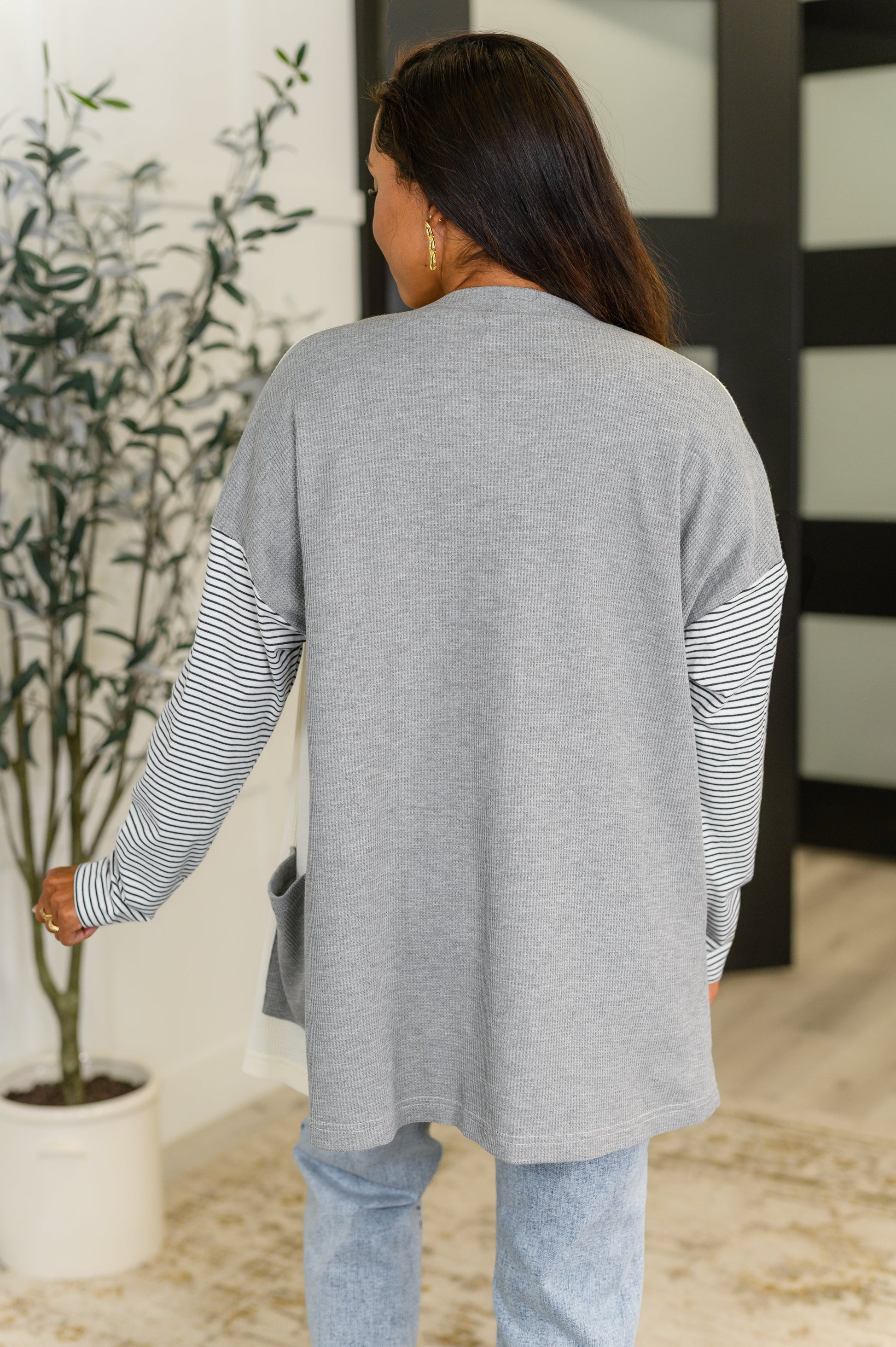 Long sleeve color block cardigan