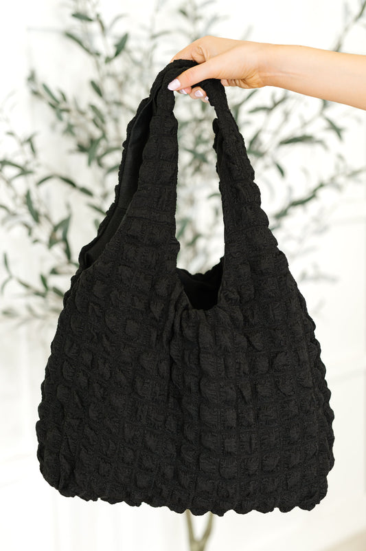 Black, Bubble Polyester, textured handbag 