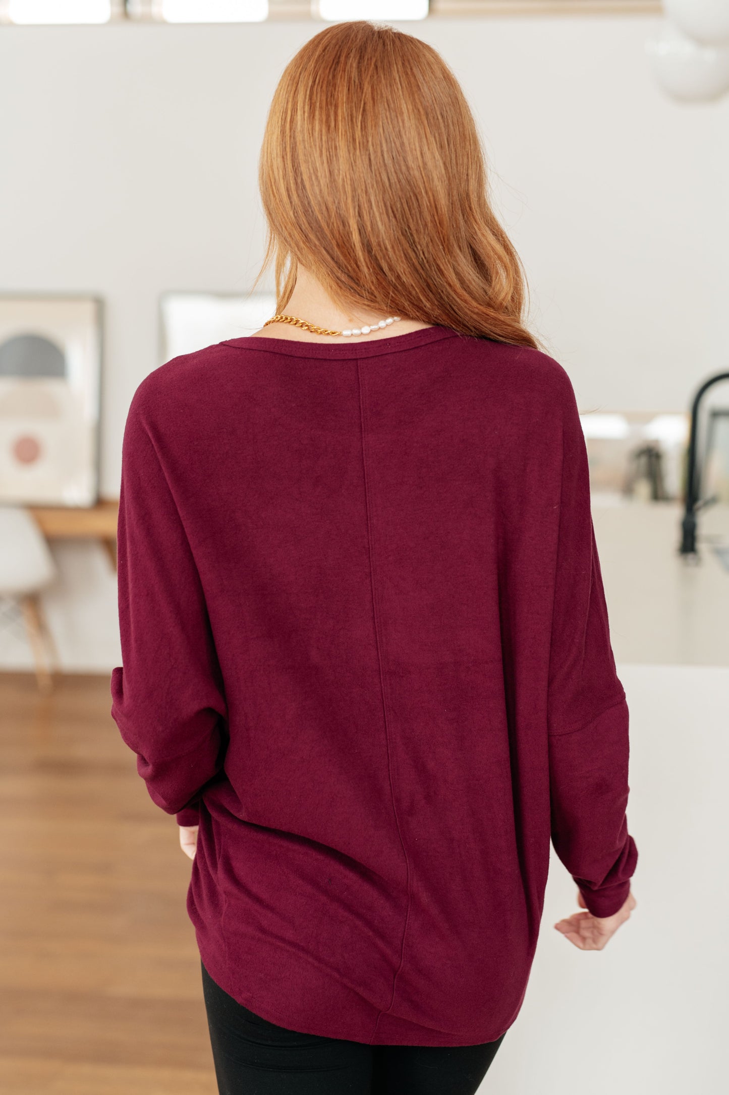 Long sleeve Dolman Sleeve Top in Wine by Very J
