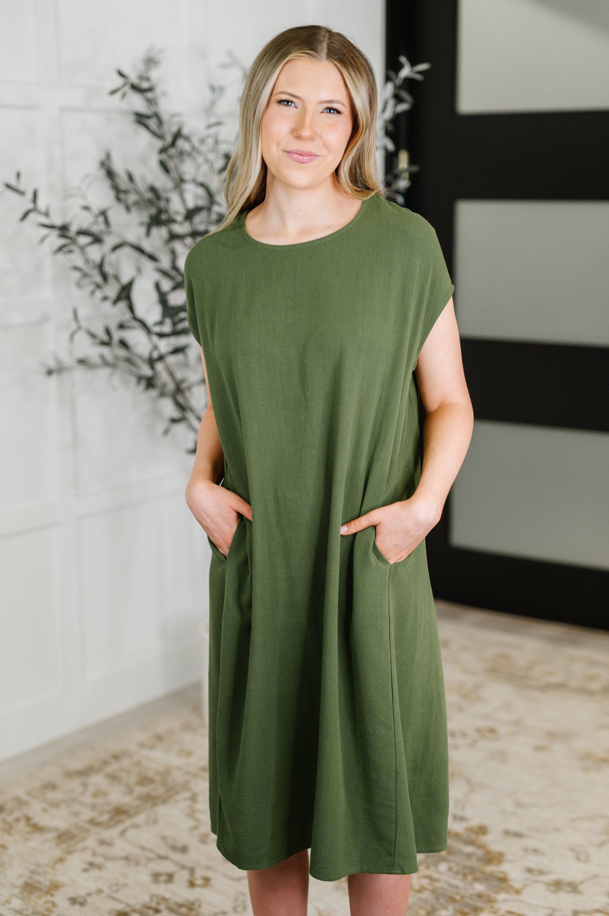 Relaxed Dress in Moss
