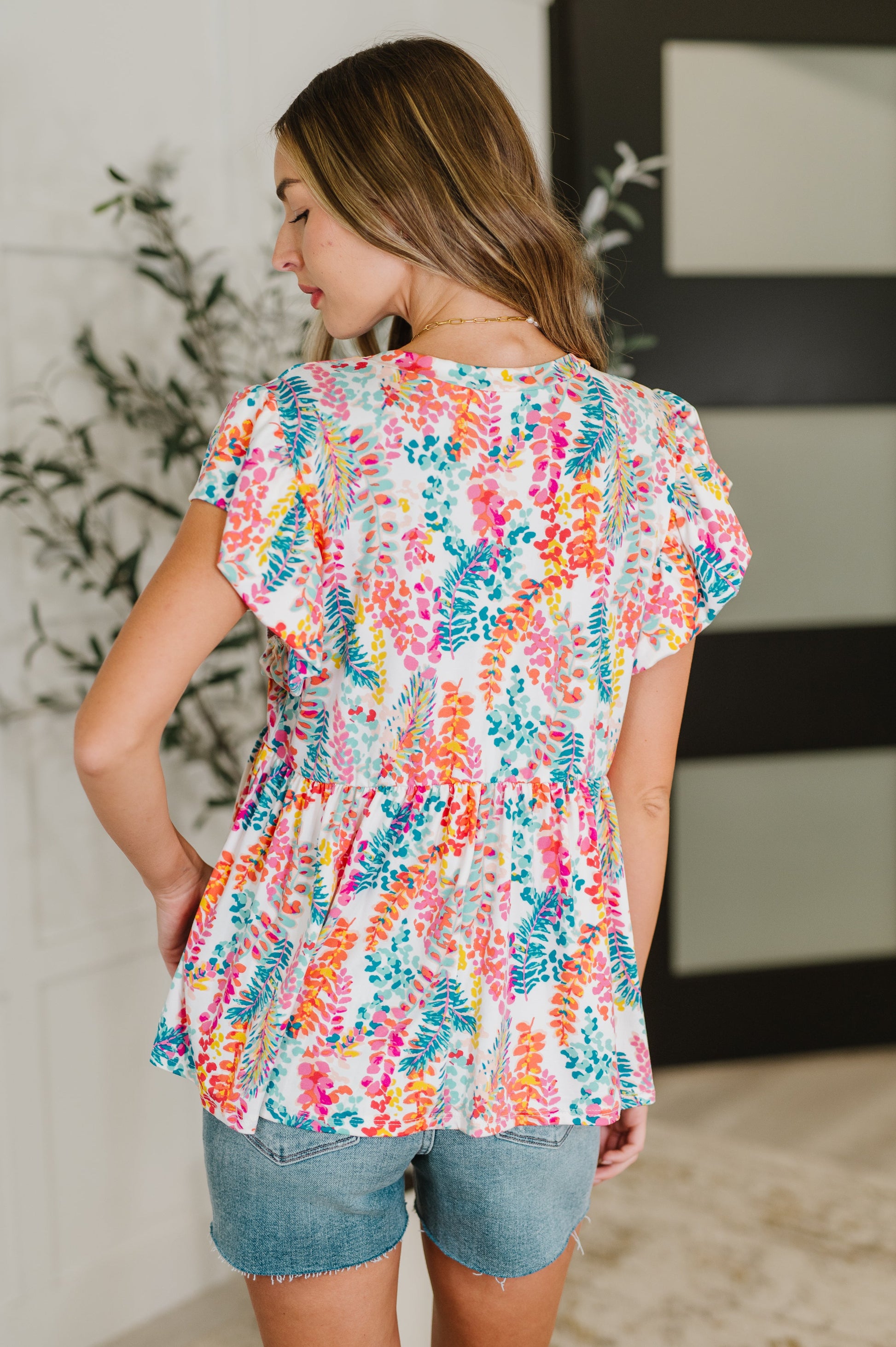 Flutter sleeve top in Ivory by Haptics