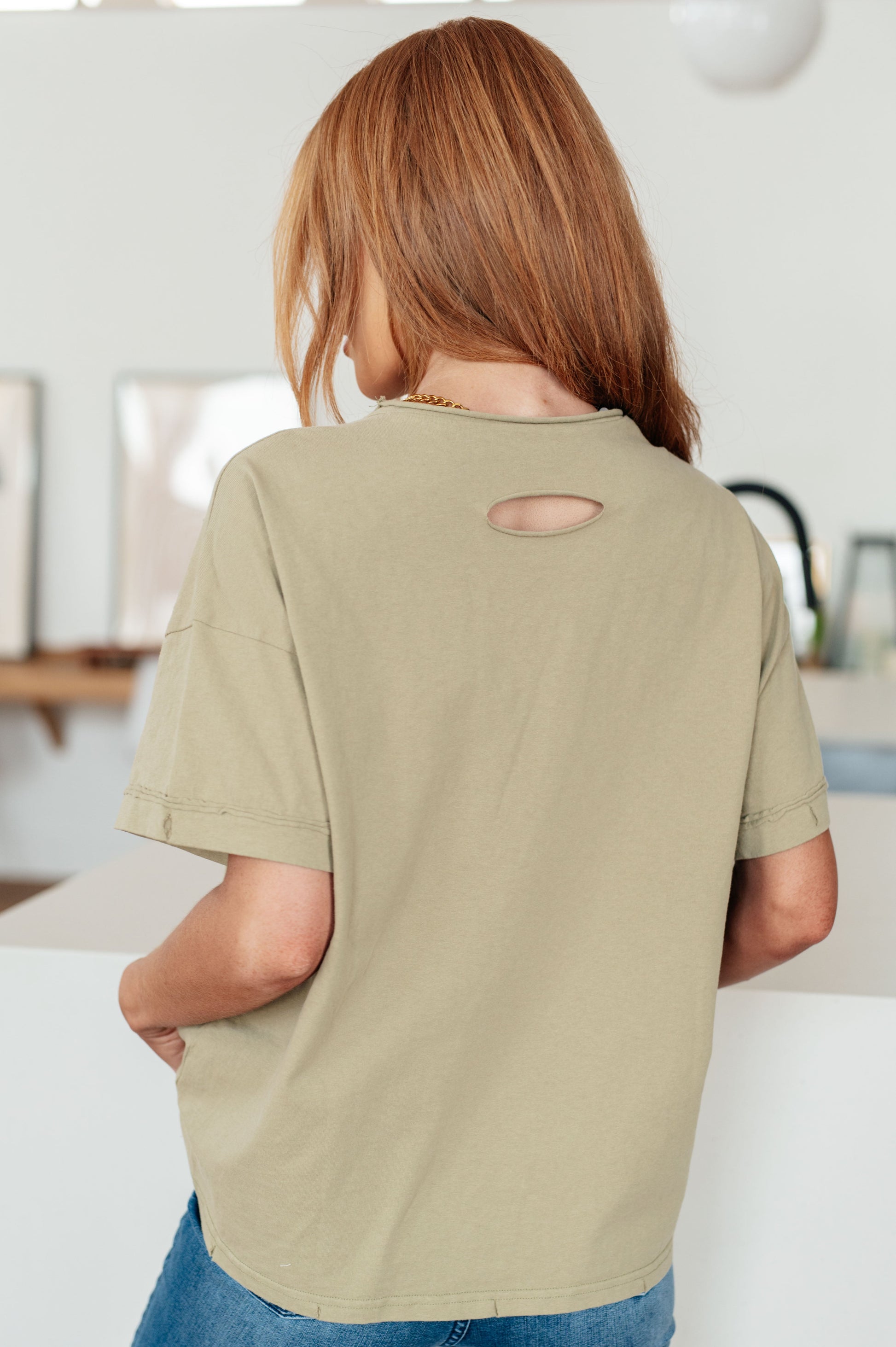 Beige short sleeved top by Sew In Love
Jersey Knit
Crew Neckline
Dropped Shoulder
Distressed
Patch Pocket
100% Cotton
True to Size